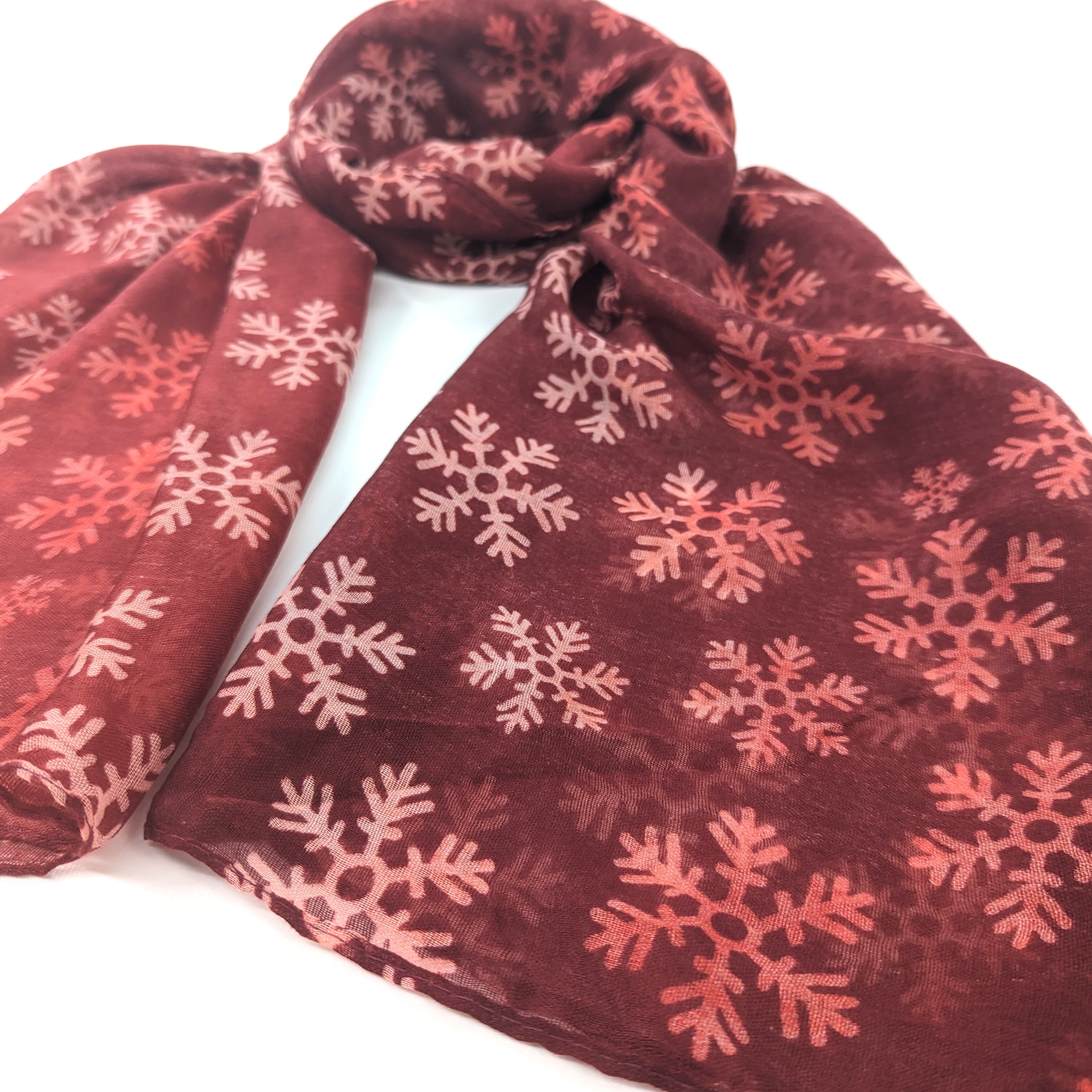 Red Snowflake Scarf and Bracelet Gift Set in a Cracker - Perfect Christmas Present, Holiday Accessories for Women, Winter Fashion Gift Idea