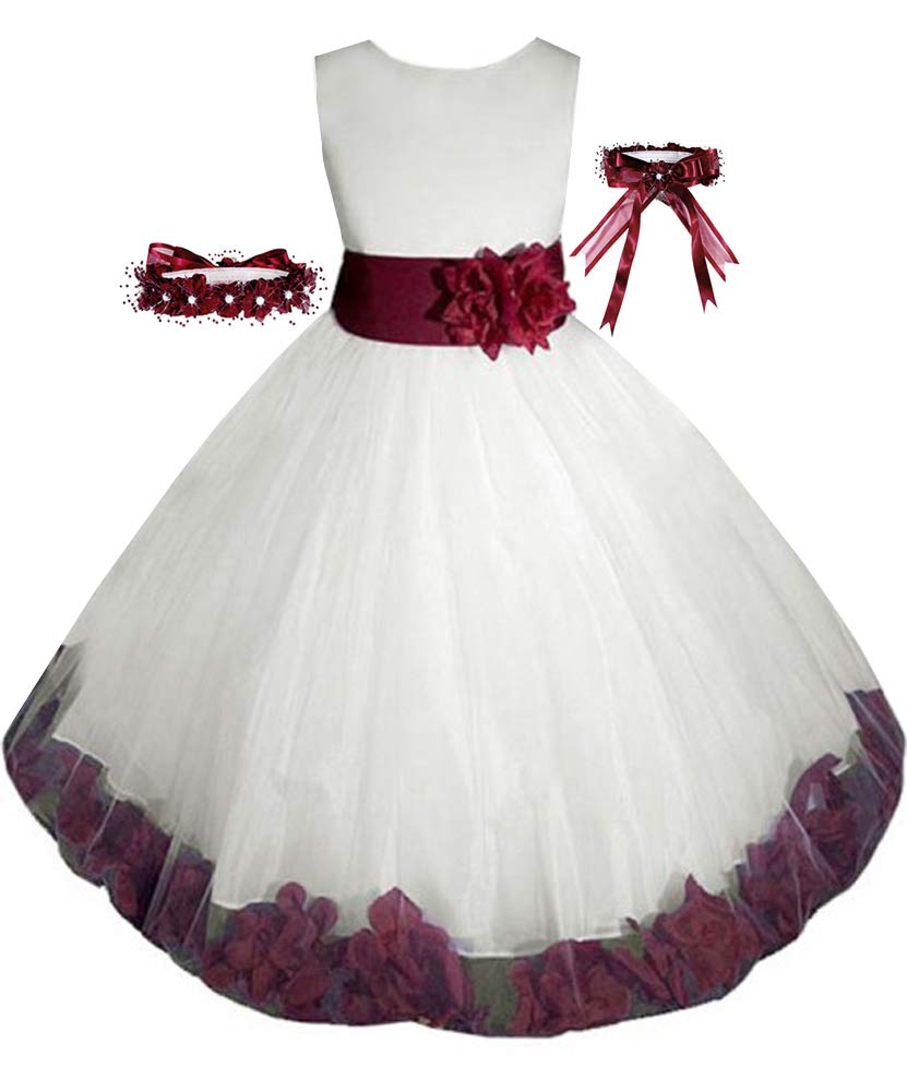 USA-Made Ivory Tulle Flower Girl Dress with Rose Petals - Perfect for Weddings, Pageants, Easter & Birthday Parties | Elegant Party Attire for Special Occasions