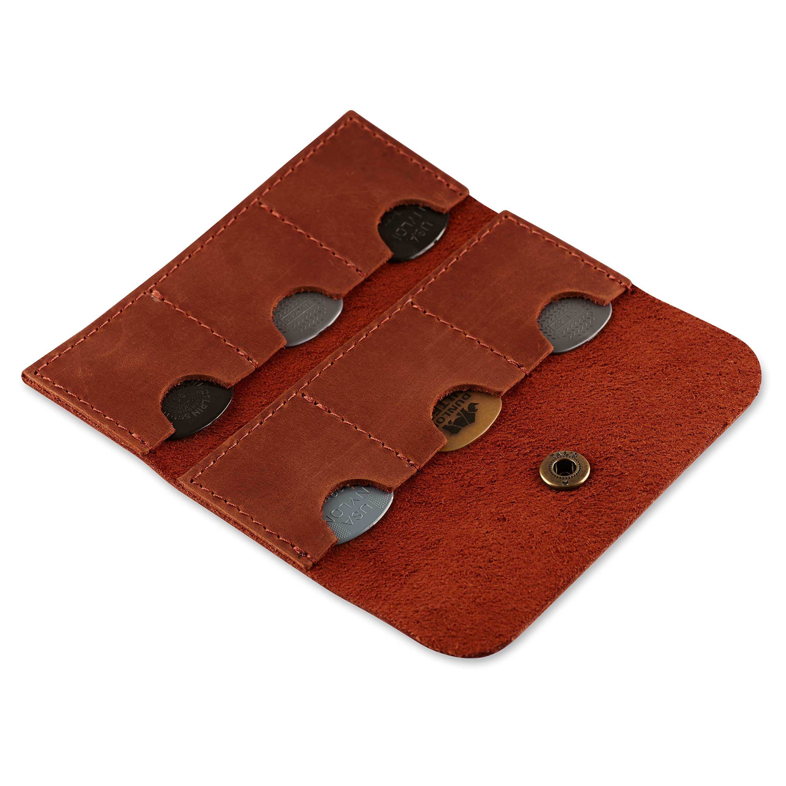 Premium Leather Guitar Pick Holder Case - Durable Plectrum Storage Bag with Secure Cover - Ideal Gift for Guitarists & Musicians (Cognac Brown) - Perfect for Practice, Gigs & Travel Accessories