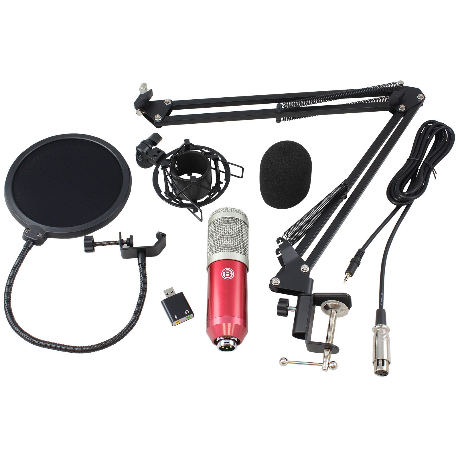 Blastking IP MIC KIT RED Professional Condenser Microphone with Stand - Studio Recording, Podcasting & Live Streaming Microphone Kit for Singers, YouTubers & Gamers