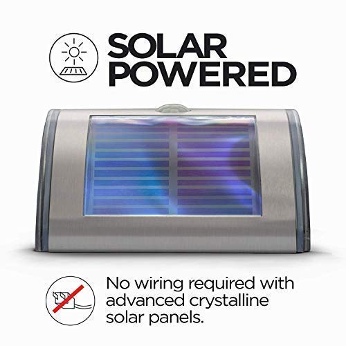 Solar Security Lights Outdoor - Waterproof Solar Wall Lights for Home & Garden, Wireless Fence Post & Step Lighting (2-Pack, Stainless Steel) - Perfect for Driveways, Pathways & Backyard Safety