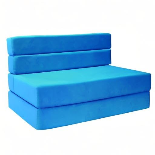 D&D Futon Furniture - Full Size Folding Foam Mattress & Sofa Bed Chair | Convertible Guest Bed in Turquoise | Perfect for Small Spaces, Dorm Rooms & Home Office Use
