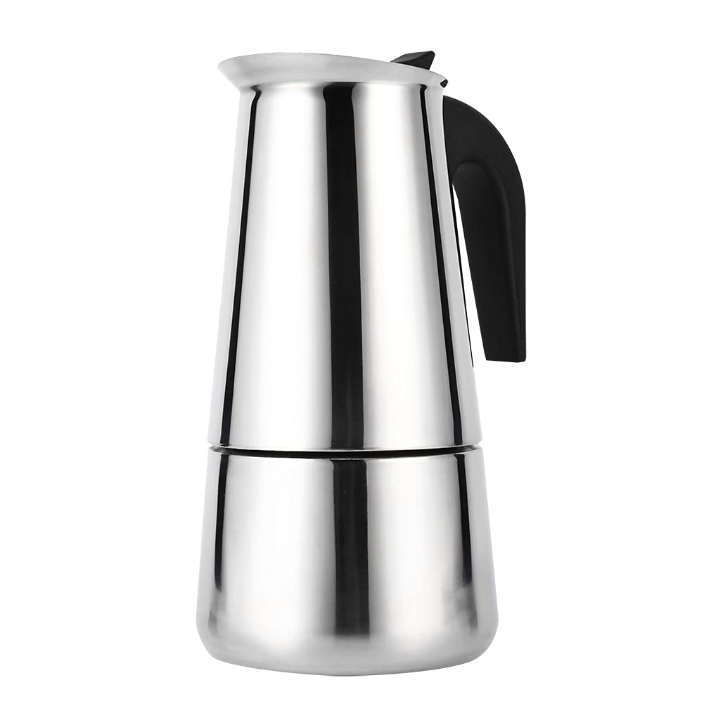 Stainless Steel Moka Pot - Italian Stovetop Coffee Maker for Home & Cafe (450ml)