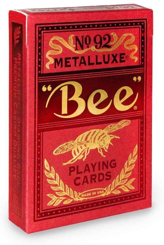 Premium Bee MetalLuxe Red Playing Cards - Elegant & Durable for Poker, Magic Tricks, and Cardistry | Perfect for Game Nights, Collectors, and Professional Performers
