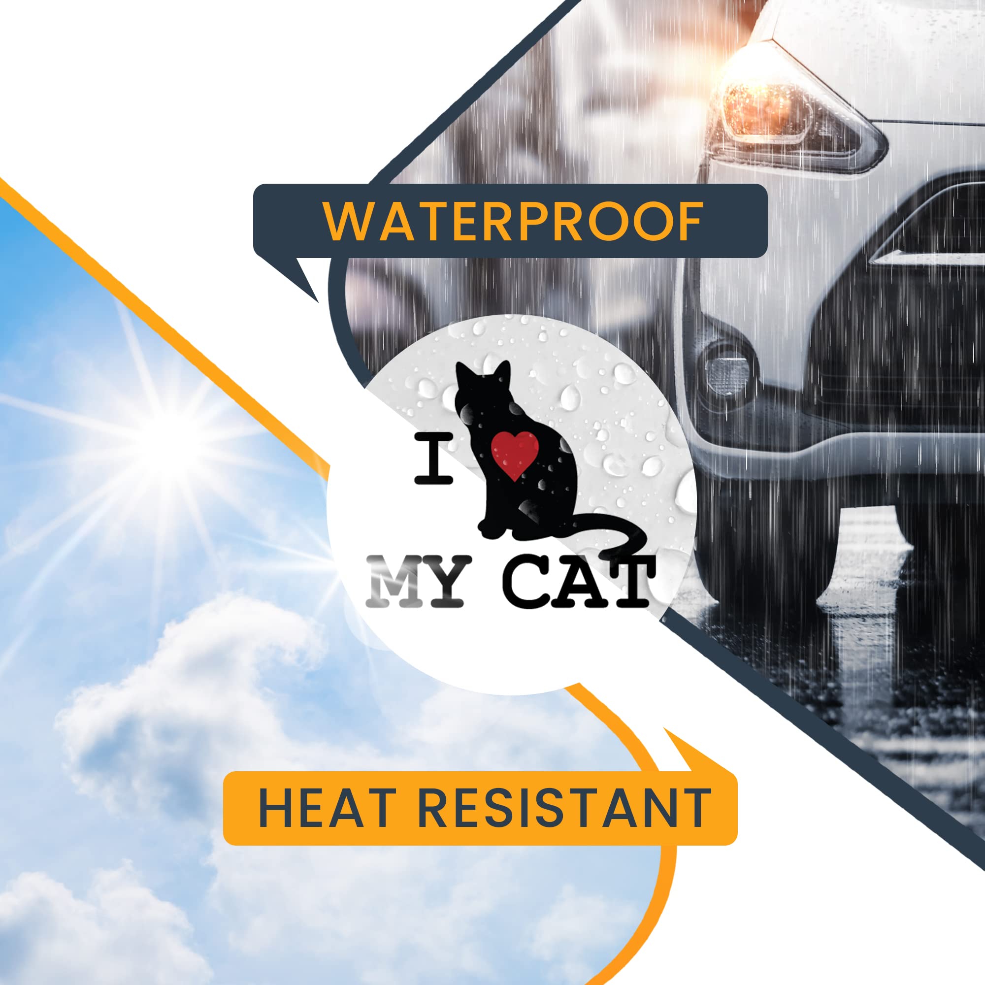 I Love My Cat 5-inch Round Heavy Duty Vinyl Car Magnet - Red, White & Black Decal for Vehicles, Trucks, SUVs | Perfect for Pet Lovers & Decorative Auto Accessories