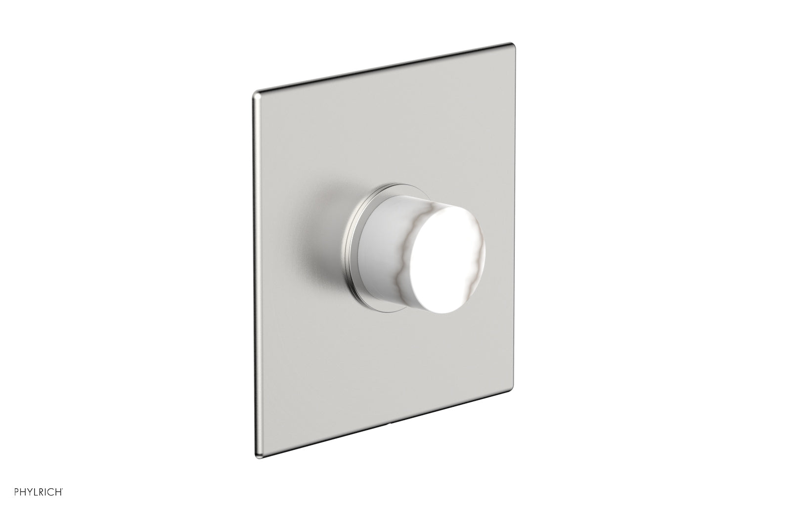 Premium Square Shower Plate with Pressure Balance Valve & White Marble Handle Trim - 4