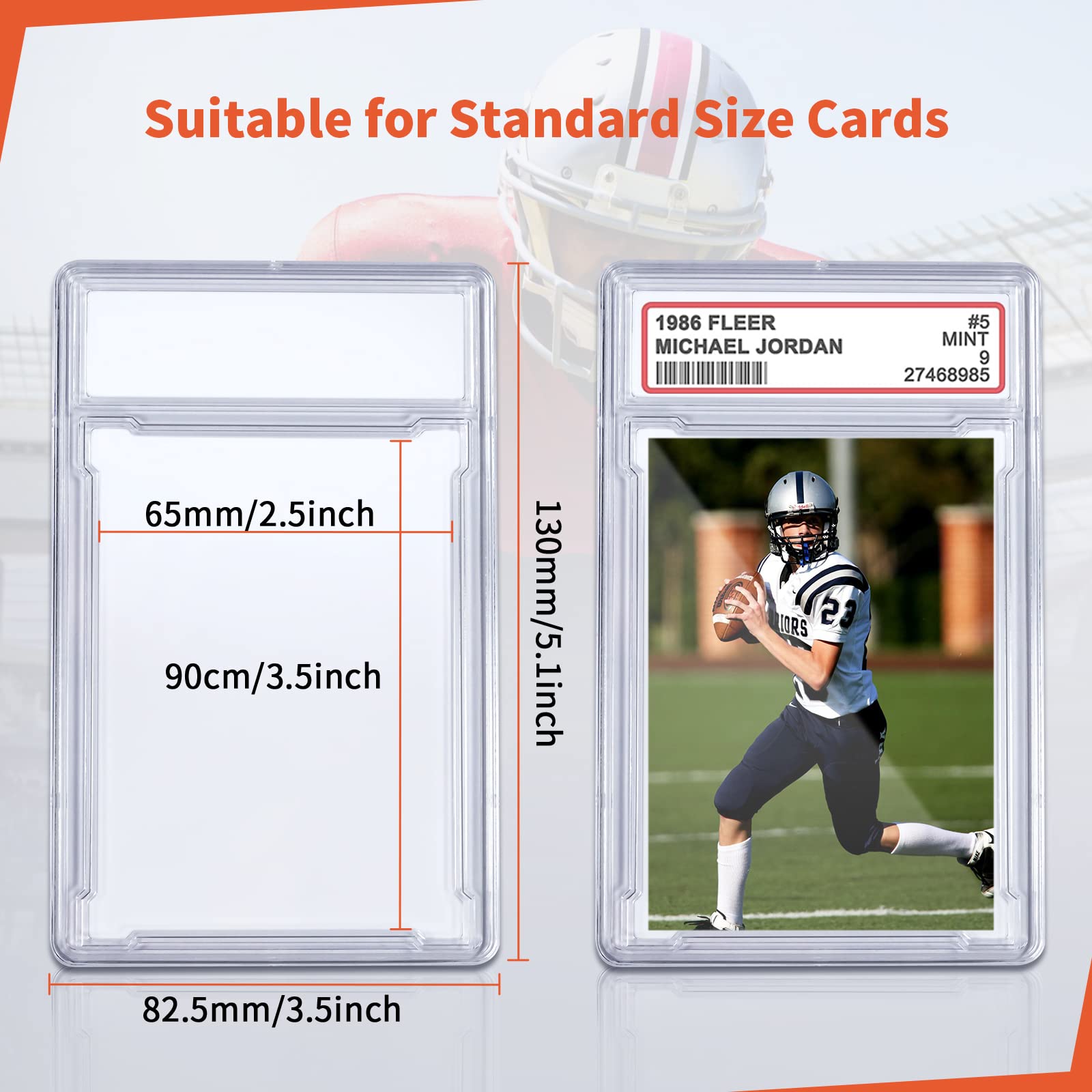 60 Pack Clear Acrylic Baseball Card Holders with Label Position - Standard & Graded Trading Card Protectors for Sports, Game, and Collectible Cards - Perfect for Storage, Display, and Organization (60 Pieces)