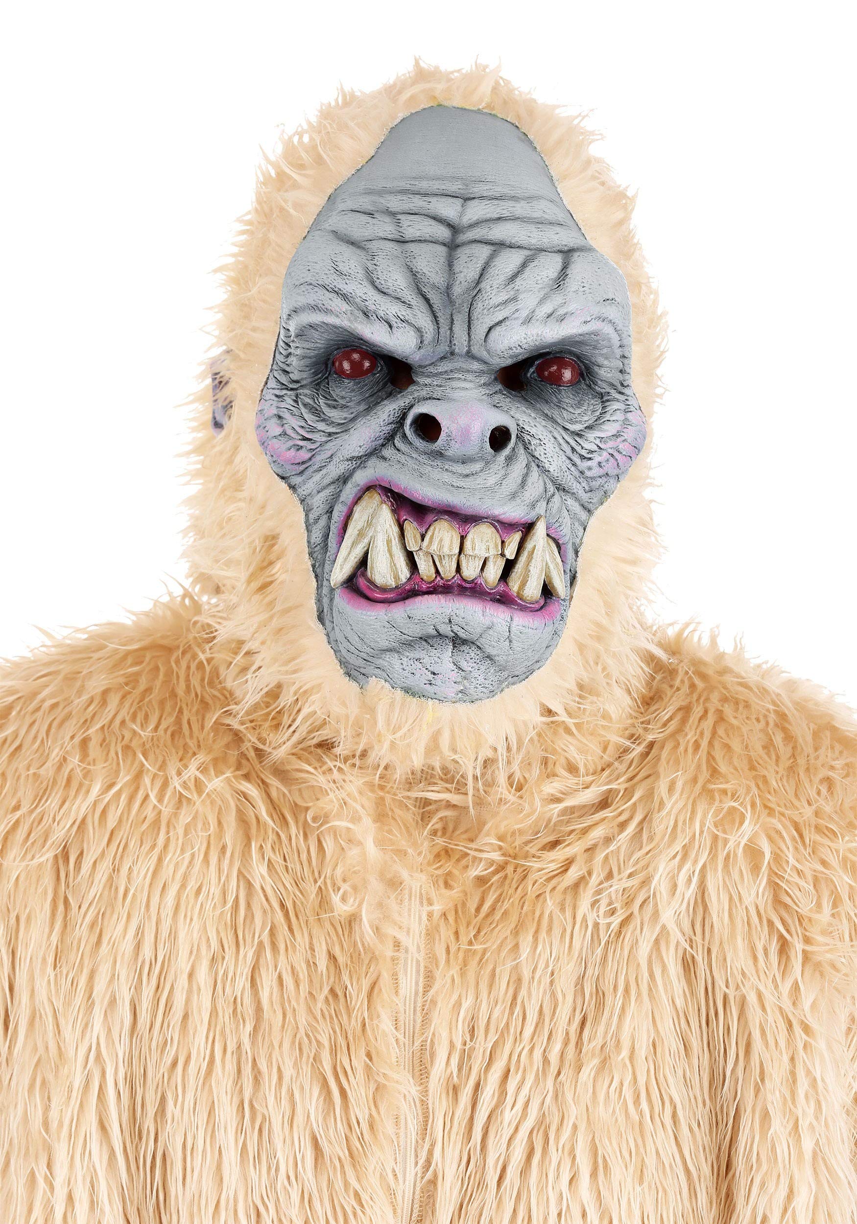 Men's Yeti Costume - Abominable Snowman White Fur Jumpsuit with Full Mask, Gloves & Shoe Covers | Halloween Cosplay, Christmas Party, Themed Events & Costume Contests