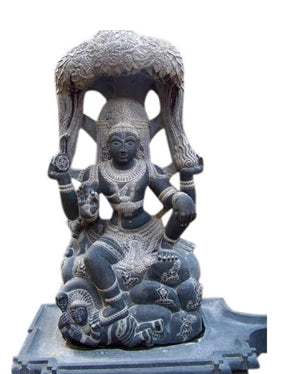 Handcarved Granite Dakshinamurti Shiva Statue - Natural Stone Garden Decor for Outdoor Meditation & Yoga Spaces