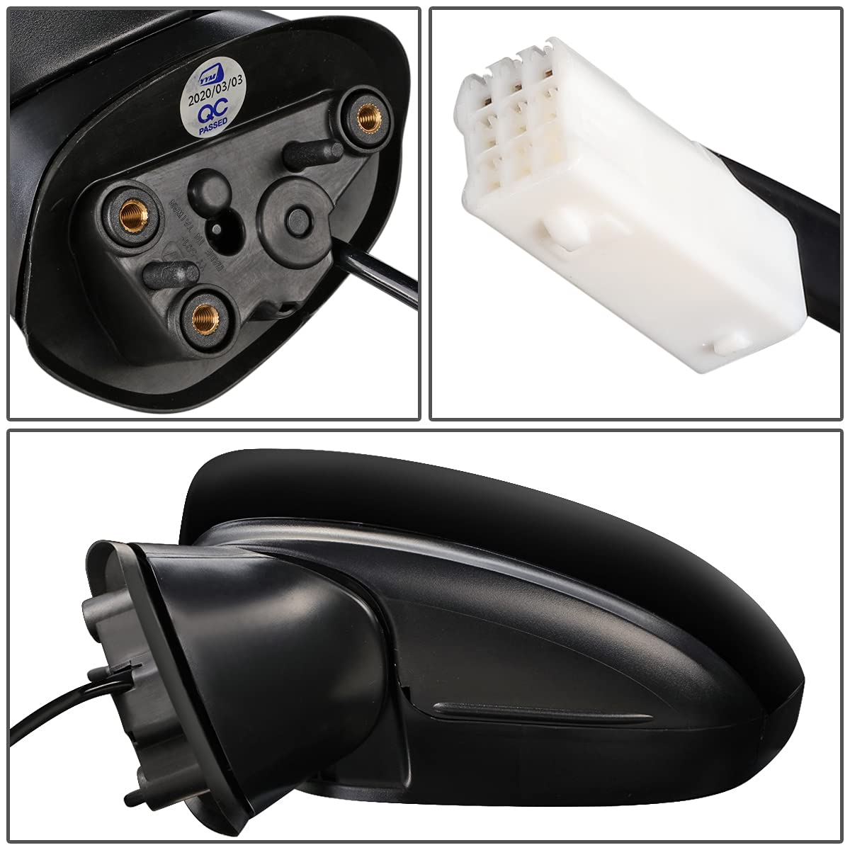 DNA Motoring OEM-MR-MA1320183 Left Driver Side Power Adjustable Mirror Replacement for 2017-2018 Mazda 3 | Non-Heated | Perfect for Daily Commuting & Parking Assistance