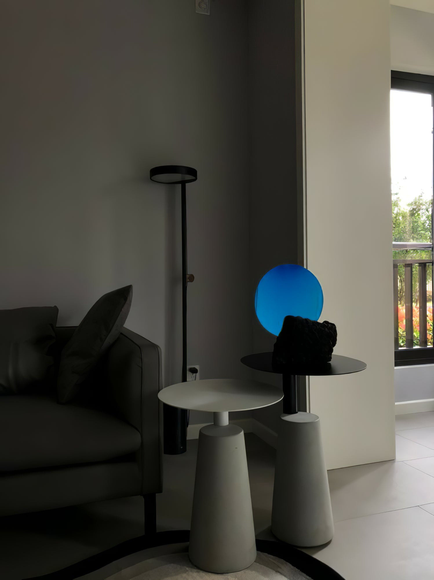 Modern Cylinder Base Standing Floor Lamp - Adjustable Height LED Living Room Light for Bedroom, Office & Reading Corner