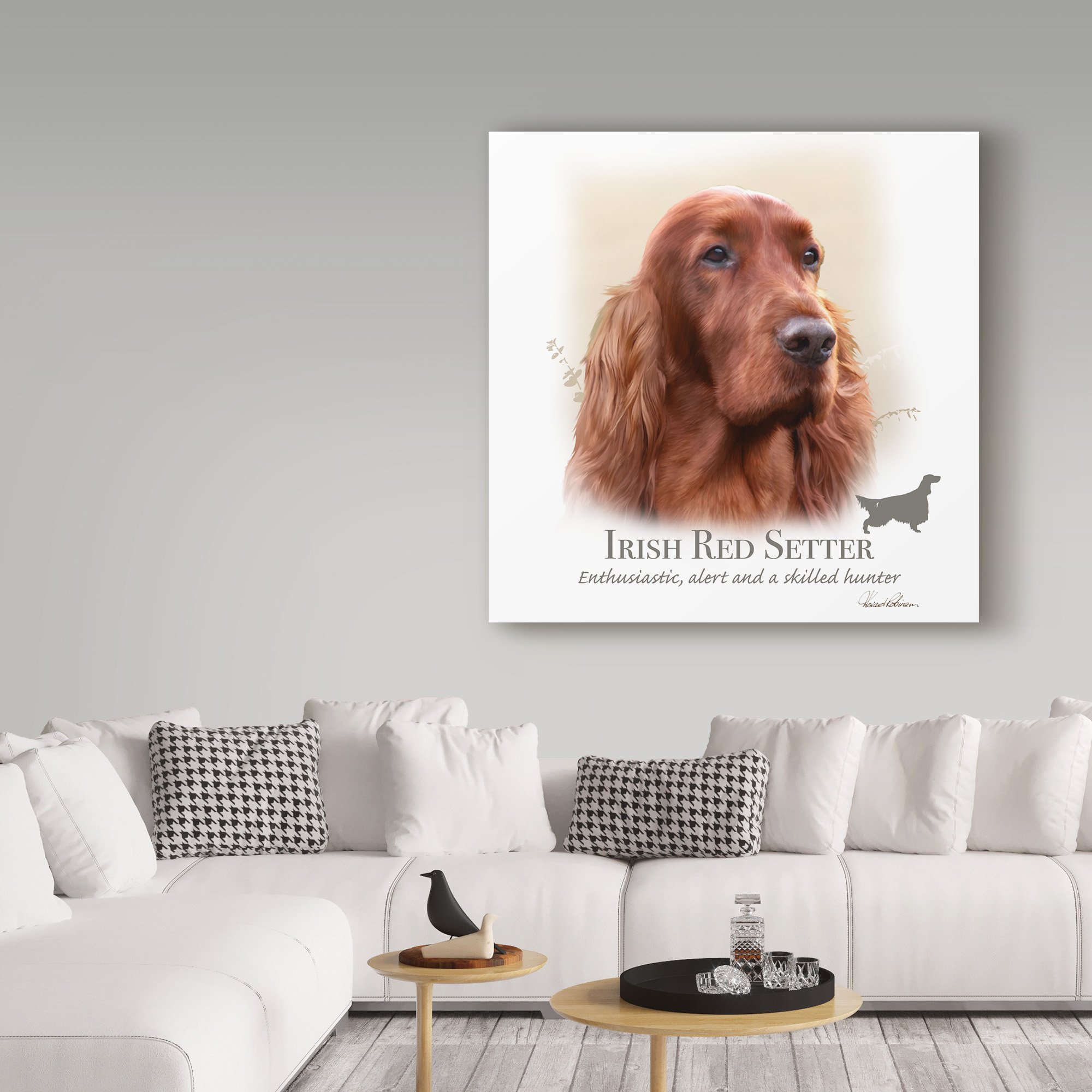 Howard Robinson Irish Red Setter Dog Art Print - 35x35 Inch Canvas Wall Decor for Living Room, Bedroom & Office - Perfect Gift for Dog Lovers & Home Decor Enthusiasts
