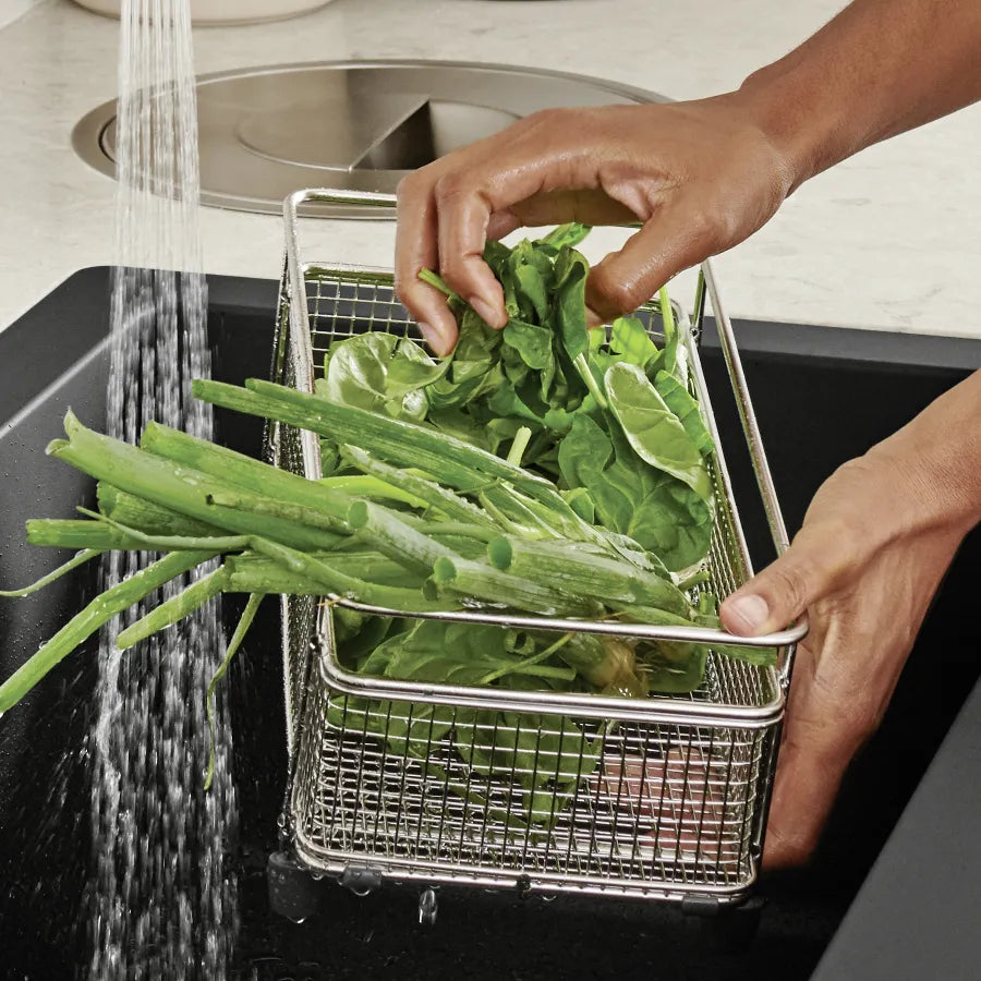 Premium Blanco Precis Stainless Steel Mesh Basket 406399 - Durable Kitchen Colander for Pasta, Vegetables & Fruits - Ideal for Cooking, Draining & Washing Produce