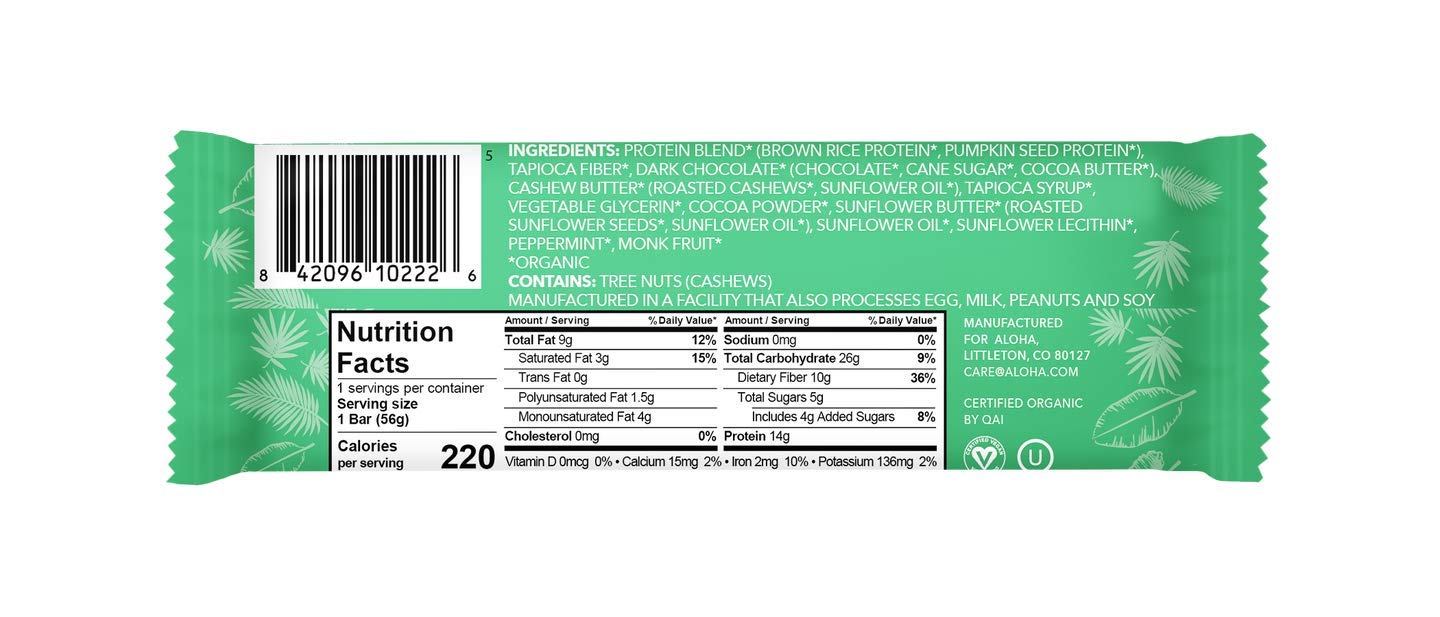 Organic Vegan Protein Bars - Low Sugar, Paleo, Non-GMO | Chocolate Mint Flavor for Fitness & Snacking