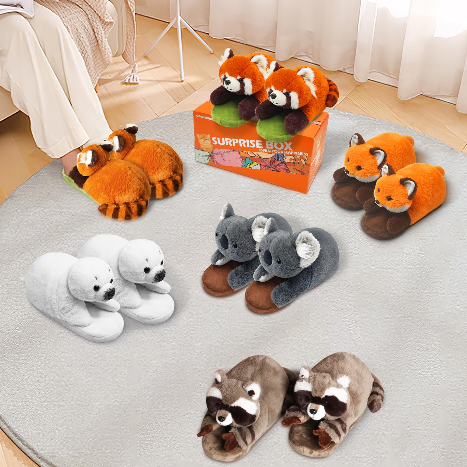Funny Animal Slippers for Women - Cartoon Cute Fluffy House Slippers with Soft Memory Foam, Cozy Cotton Indoor Slides | Perfect Birthday Gift for Her, Best for Relaxing at Home & Spa Days
