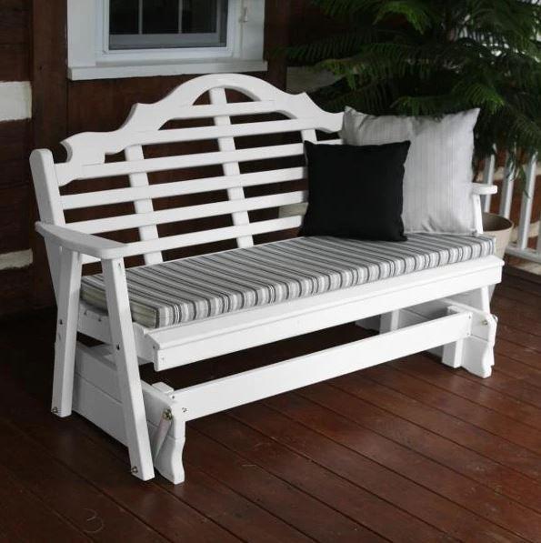 A & L Furniture Yellow Pine Marlboro Glider - Comfortable Wooden Porch Swing for Outdoor Relaxation, Garden, Patio, and Backyard Use