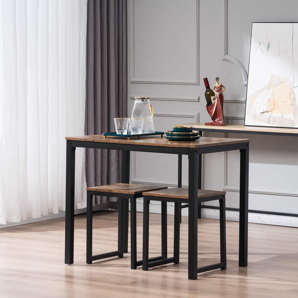 3-Piece Modern Wood Dining Table Set with 2 Chairs - Contemporary Kitchen & Breakfast Table for Small Spaces - Perfect for Apartments, Condos, and Cozy Homes
