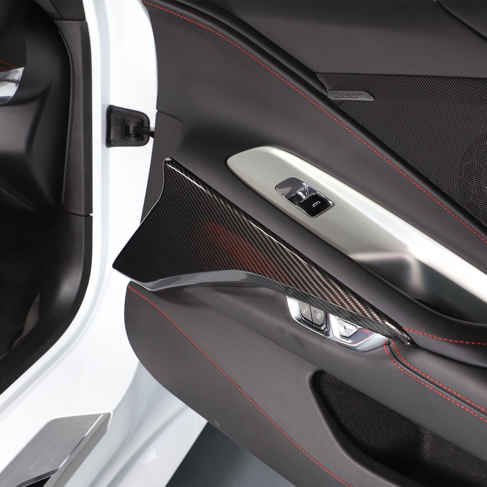 Premium Carbon Fiber Car Door Panel Cover Trim for 2020-2024 C8 Corvette - Interior Protection & Style Upgrade - Perfect for Car Enthusiasts & Show Vehicles