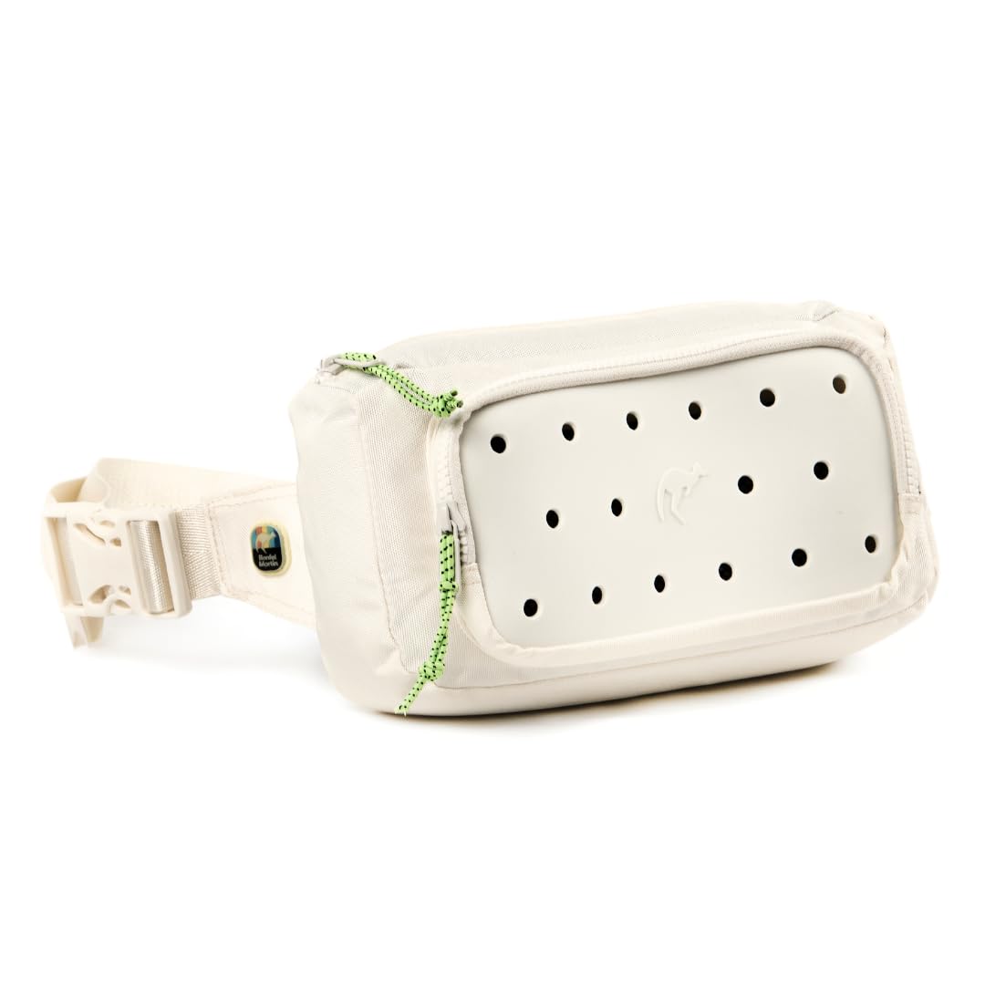 Insulated Fanny Pack for Women & Men - Adjustable Waist Bag with Custom Charm Panel - Travel, Hiking & Gym Crossbody Bag - Fashionable Unisex Hip Pack (Cream White) - Perfect for Outdoor Adventures, Workouts & Daily Errands