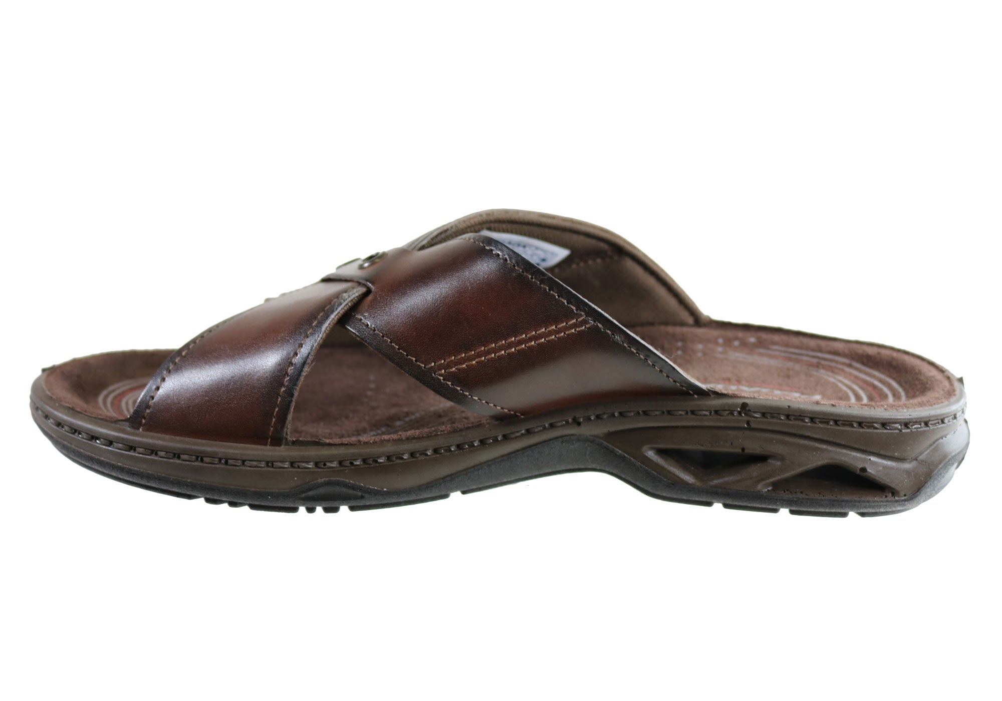 Jefferson Men's Leather Slide Sandals - Comfortable Brazilian-Made Casual Sandals for Beach, Pool & Summer Wear
