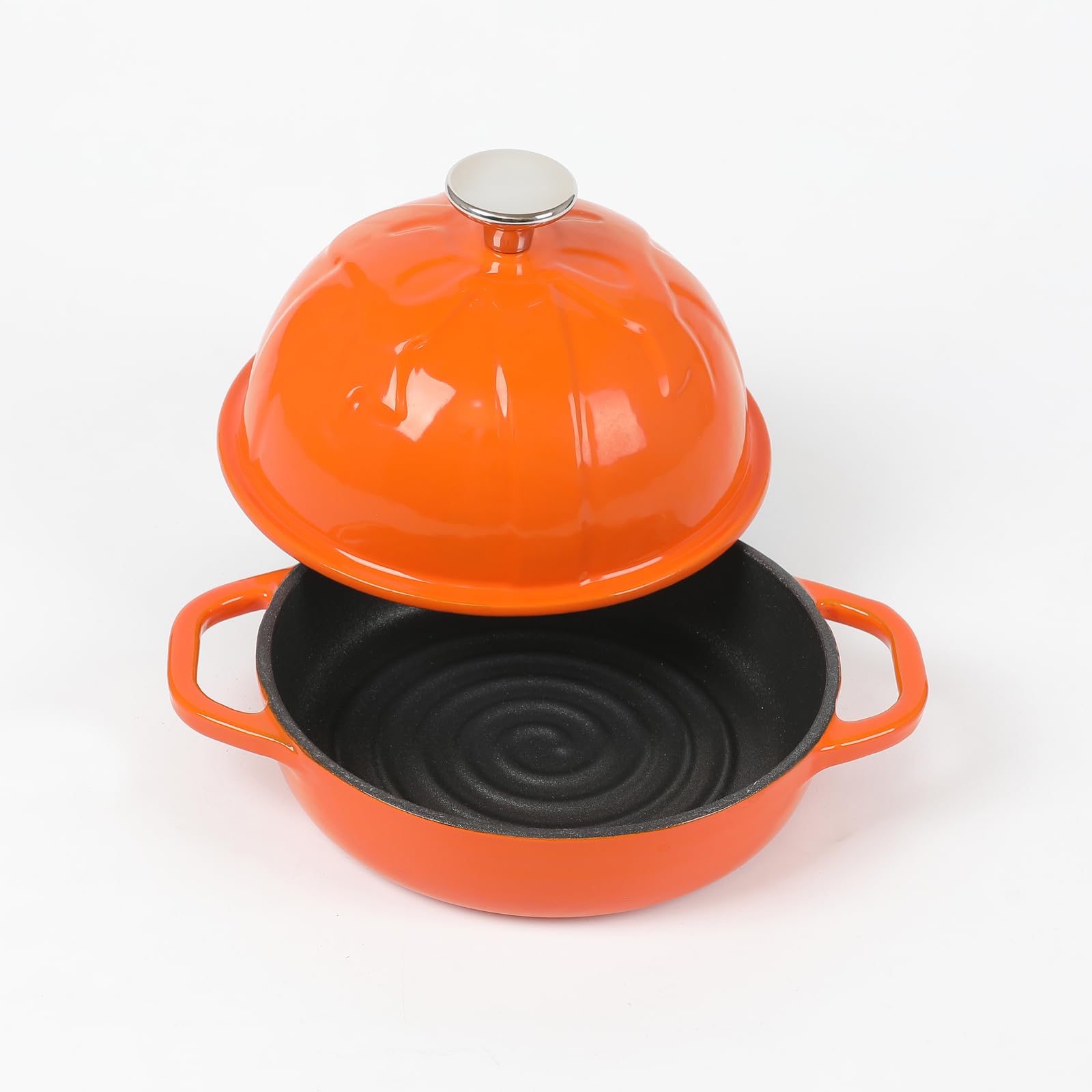 Enameled Orange Cast Iron Bread Cloche - 6.3 Inch (16cm) Sourdough Baking Pan for Artisan Bread | Perfect for Dutch Oven Baking, Homemade Loaves & Rustic Bread Making