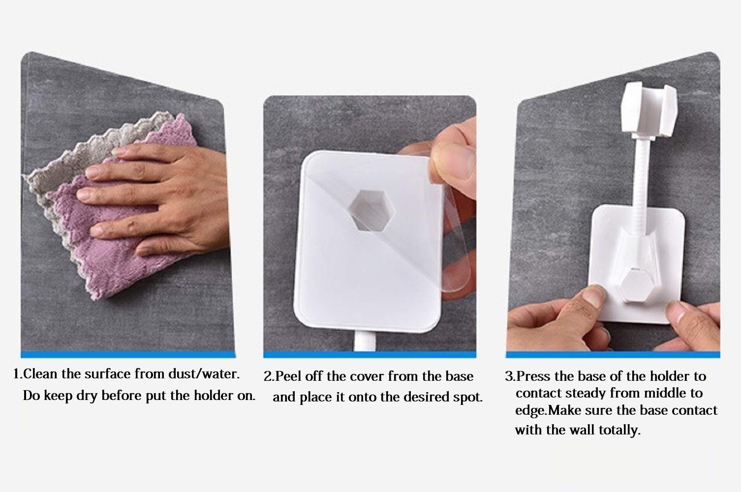 Adhesive Shower Head Holder - No Drill Wall Mount Bracket for Adjustable Handheld Shower - Strong Suction Cup Bathroom Accessory for Renters & Home Use (Perfect for Apartments, Dorms, RVs)