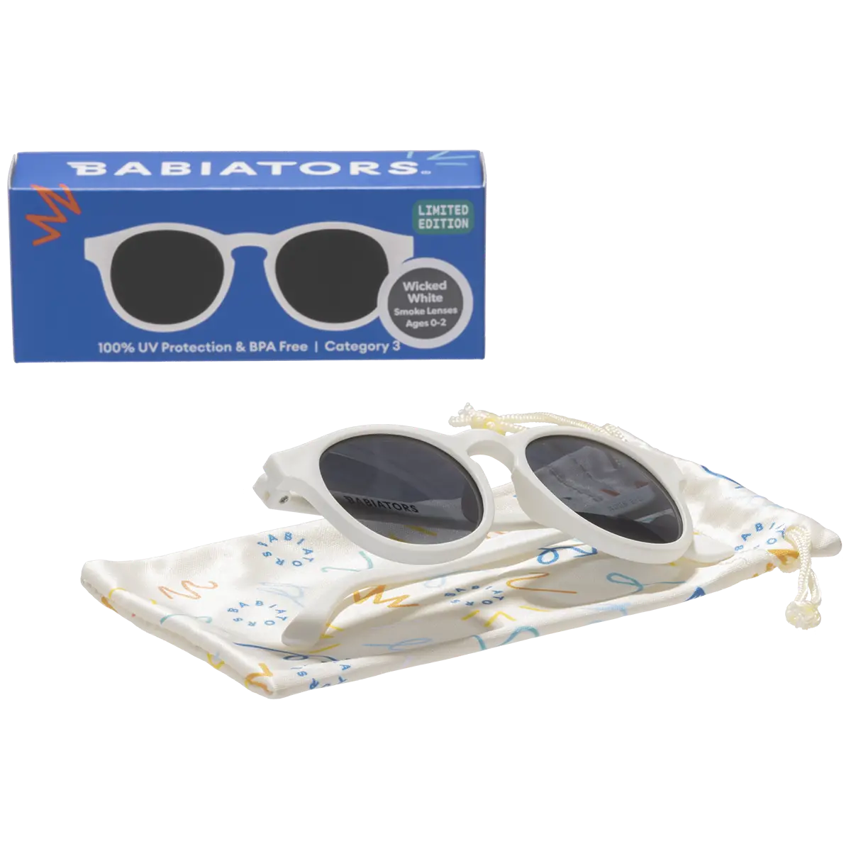 Wicked White Keyhole Kids Sunglasses - UV Protection, Polarized, Lightweight & Durable for Outdoor Play, Beach, and Sports Activities