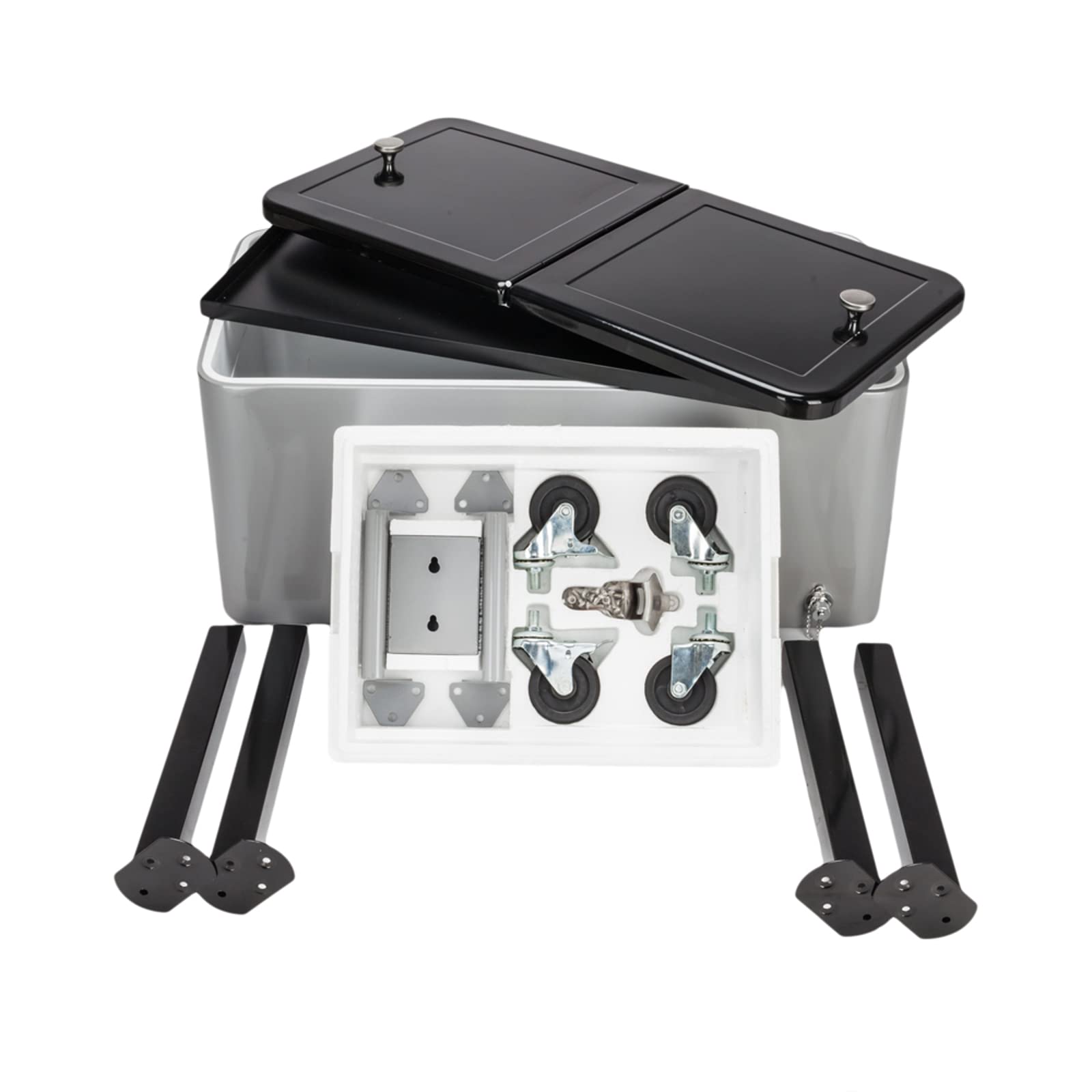 80 Quart Rolling Cooler Cart with Wheels - Heavy Duty Outdoor Ice Chest Cooler Bin with Shelf & Bottle Opener - Perfect for Backyard BBQs, Beach Parties, Camping & Tailgating
