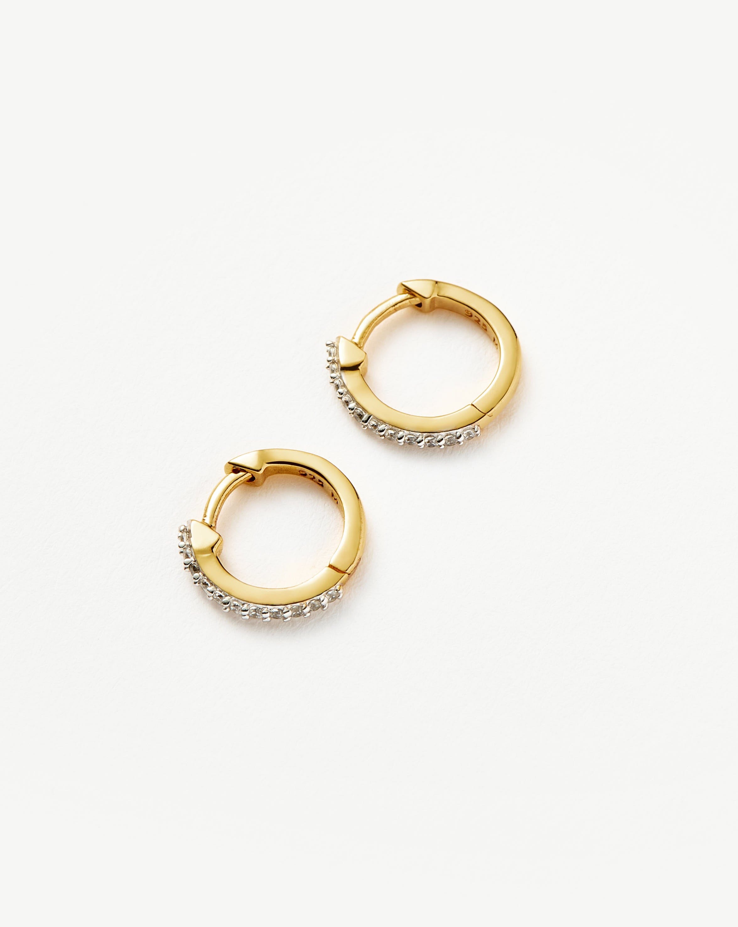18K Gold Vermeil Huggie Hoop Earrings with Cubic Zirconia - Classic Pave Design for Everyday Wear & Special Occasions