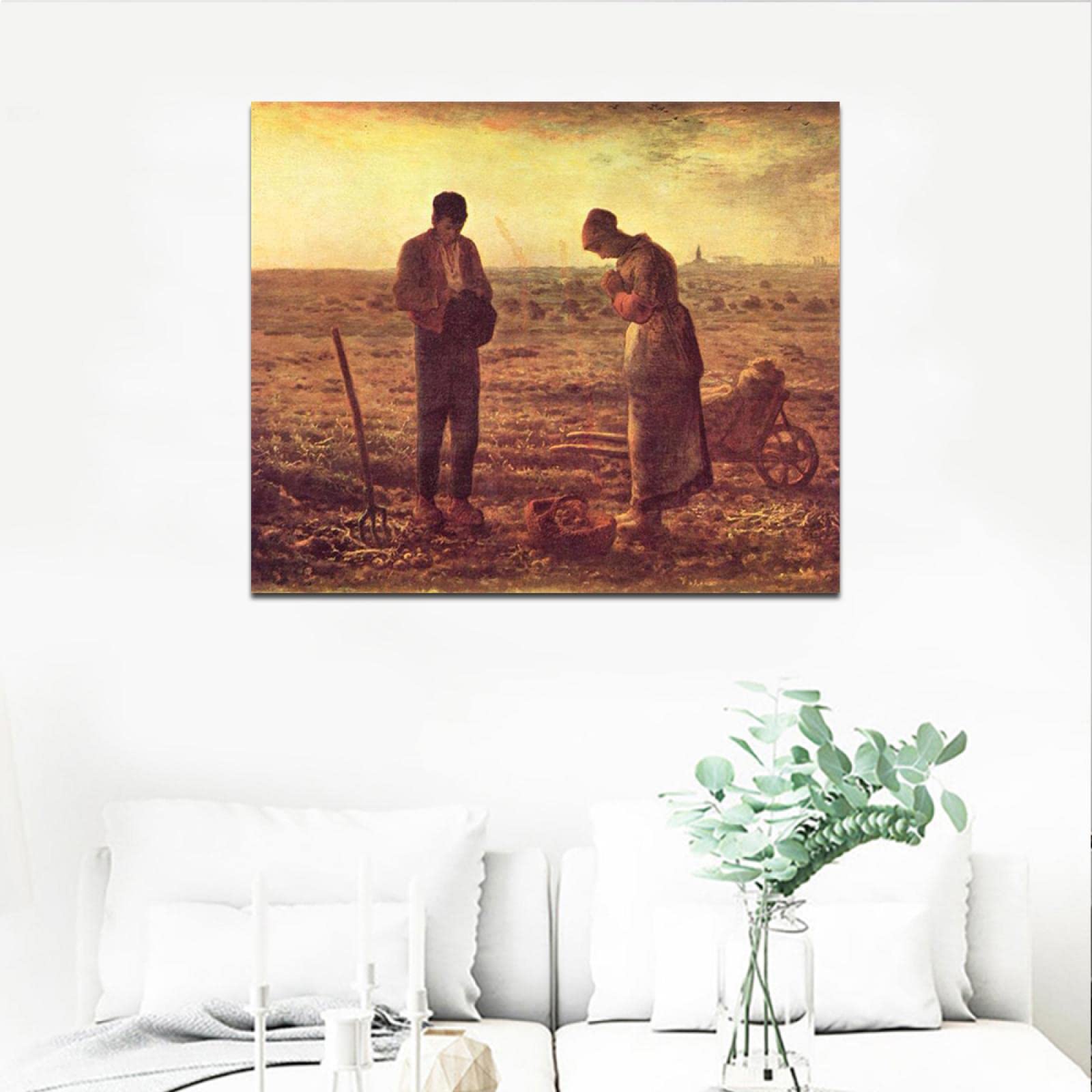 Jean-Francois Millet The Angelus Oil Painting Reproduction - Premium Framed Canvas Print Wall Art (50x60cm) - Perfect for Living Room Decor, Office Art & Home Interior Design