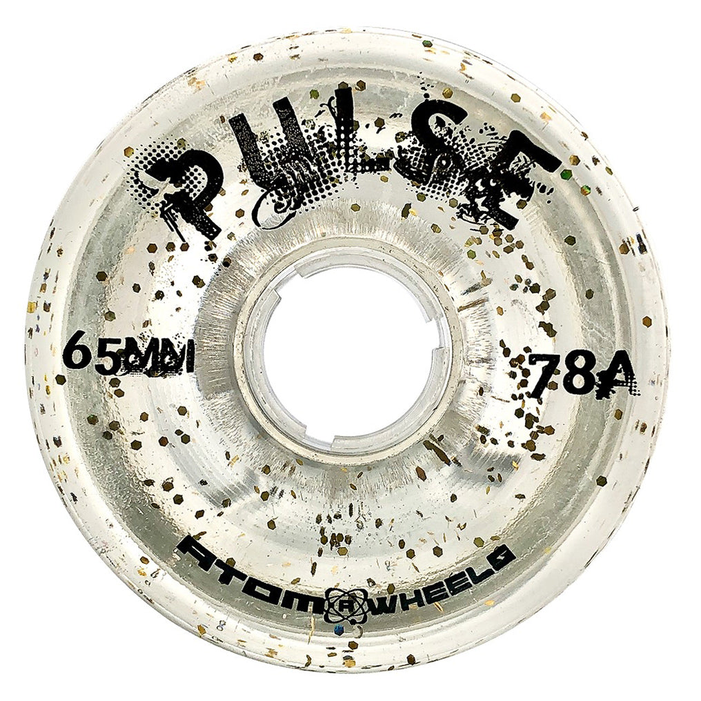 Atom Pulse 65mm Glitter Quad Wheels - 4 Pack Set for Roller Skates, Skateboards & Inline Skates - High Performance Outdoor & Indoor Wheels for Smooth Ride