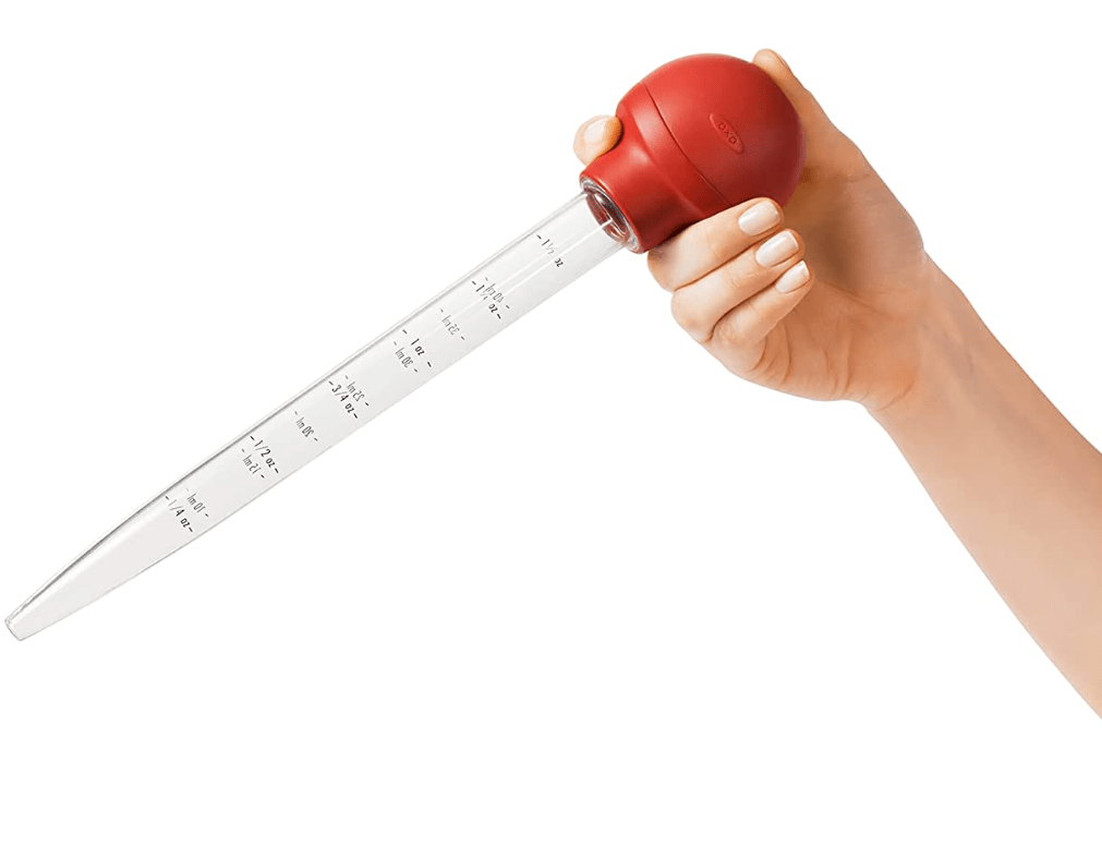 OXO Good Grips Turkey Basting Syringe - 12 Inch Kitchen Baster for Juicy Roasts, Grilling & Holiday Cooking - Red