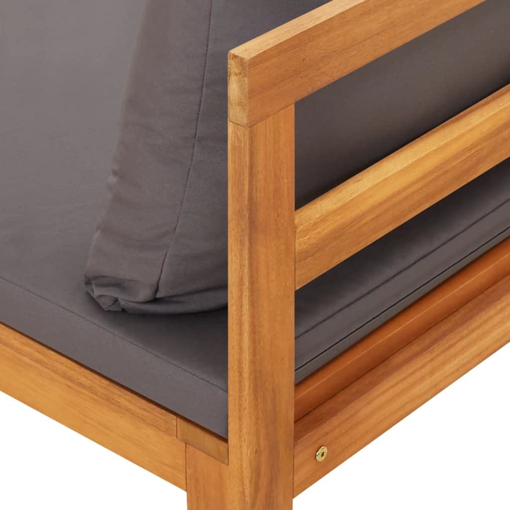 Dark Gray Acacia Wood Sofa with Soft Cushions - Comfortable Living Room Couch, Patio Bench with Table for Apartment, Dorm & Office | Perfect for Lounging, Entertaining & Small Space Living