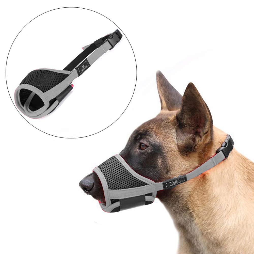 Adjustable Dog Muzzle for Small & Medium Dogs - Anti-Biting & Anti-Barking Pet Mouth Cover (XS Size, Grey) - Perfect for Grooming, Training & Vet Visits
