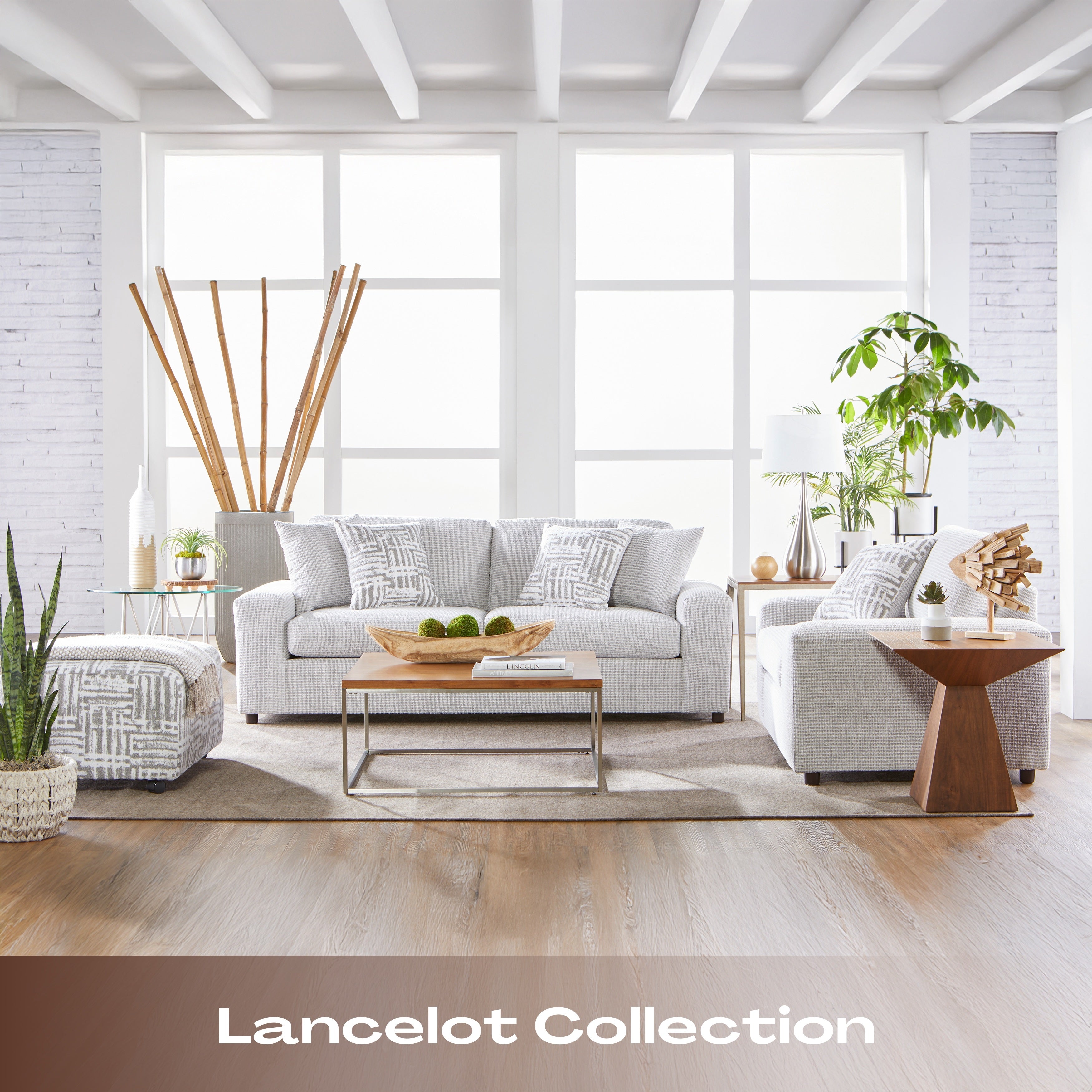 Roundhill Furniture Lancelot Striped Cocktail Ottoman - Stylish Footrest & Extra Seating for Living Room, Bedroom or Office