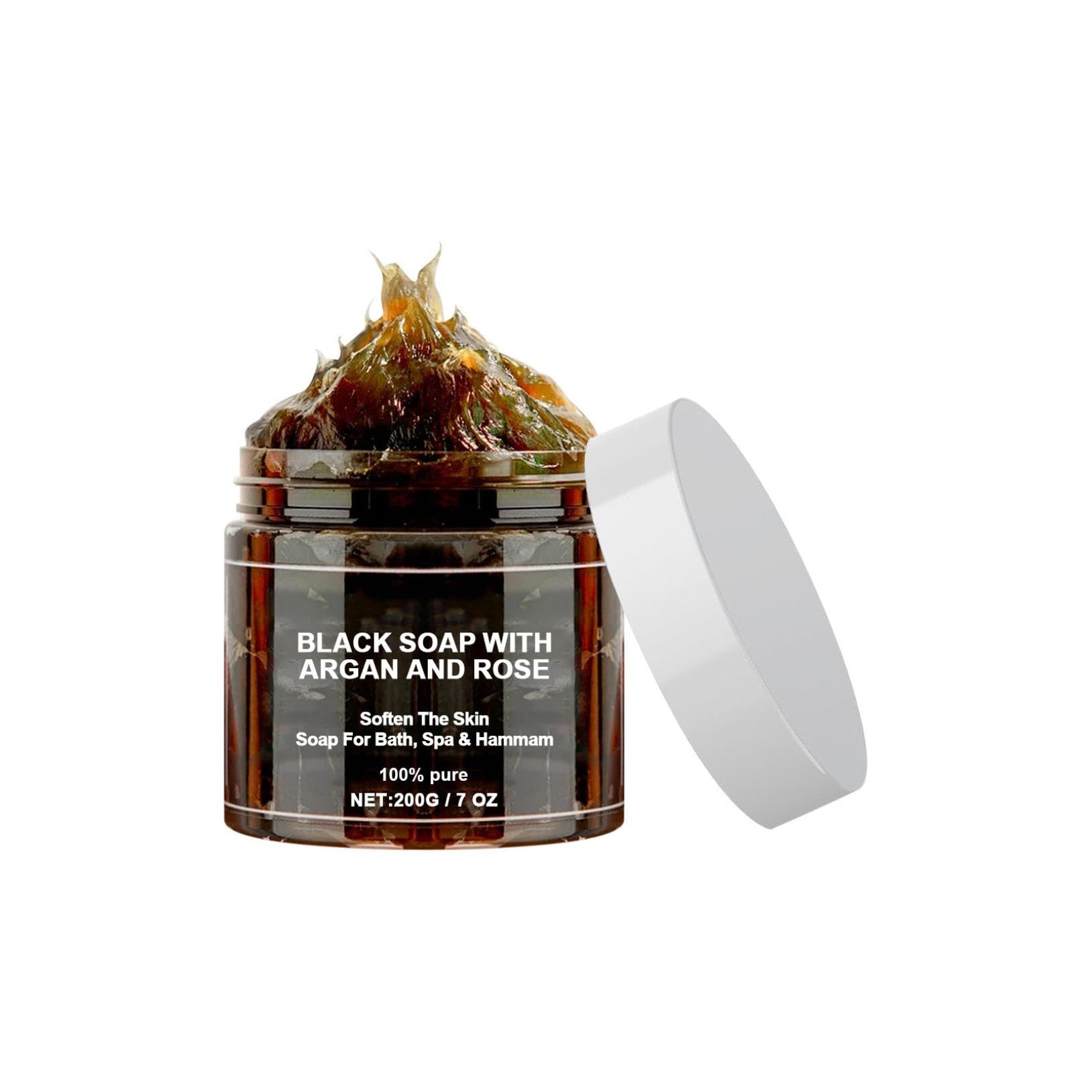 Organic Moroccan Black Soap with Argan Oil - Deep Exfoliating Body Scrub for Intense Hydration & Skin Revitalization | Natural Body Care for Dry, Sensitive Skin | Perfect for Spa Days & Post-Workout Refresh