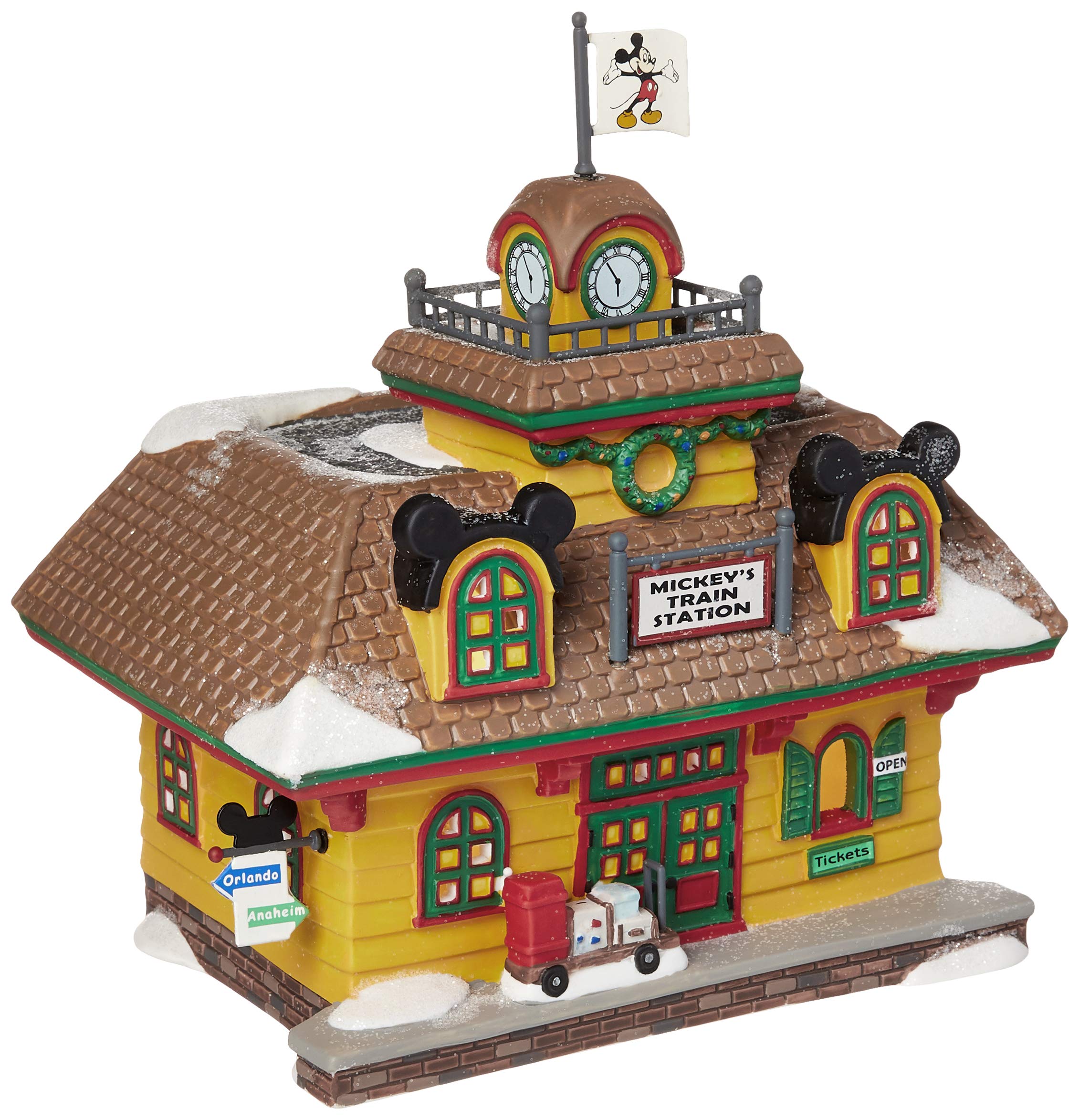 Department 56 Disney Village Mickey Mouse Train Station Lit Building - 5.67 Inch Multicolor Collectible - Perfect for Disney Fans, Christmas Villages & Holiday Decorations