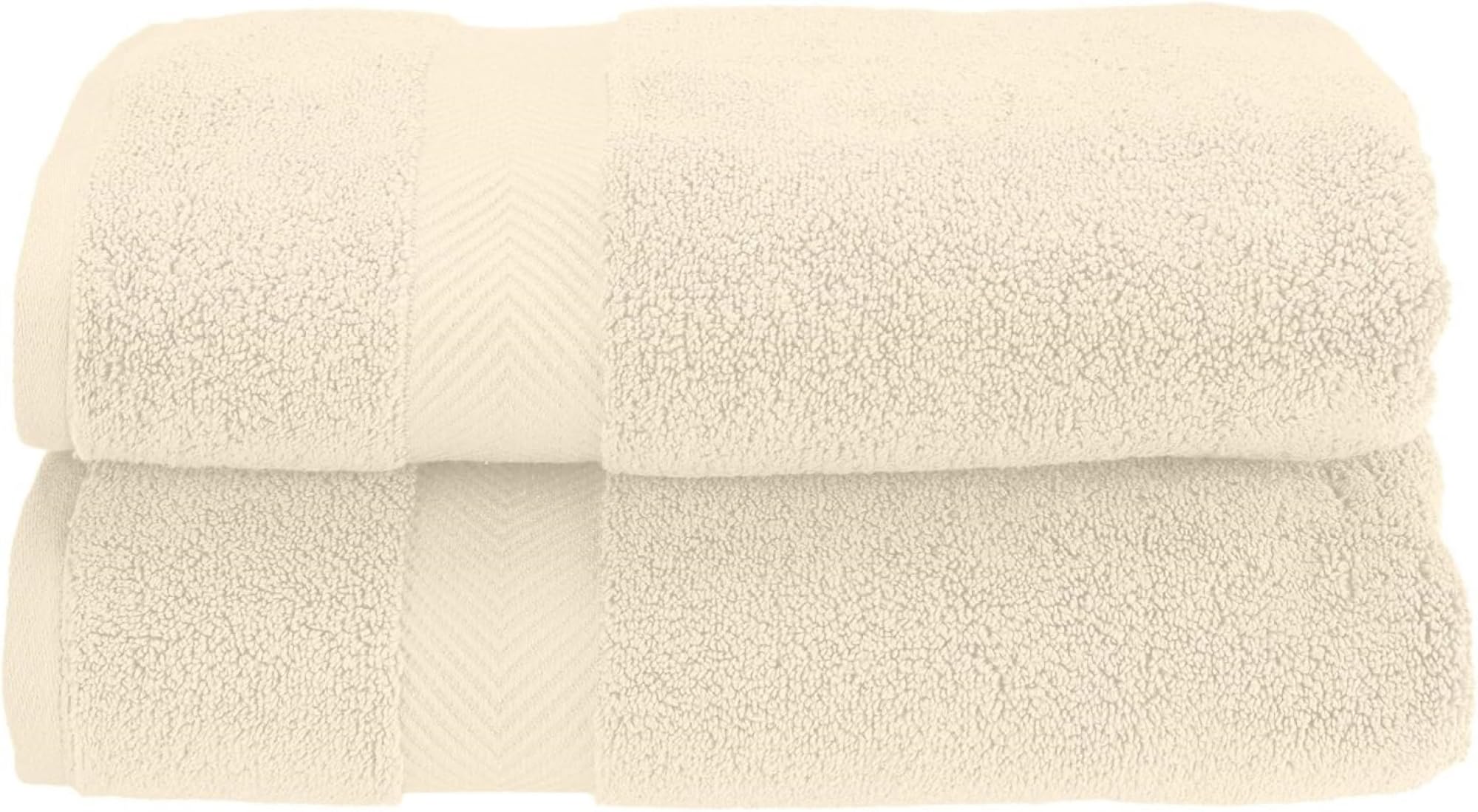 Premium 100% Cotton Bath Towels Set of 2 - Ultra Soft, Fluffy & Highly Absorbent - Oversized Luxury Bath Towels in Ivory - Perfect for Spa, Bathroom & Hotel Use
