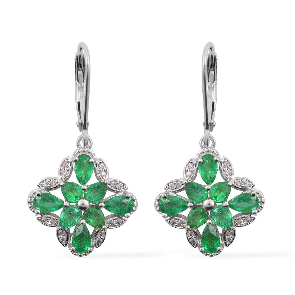 925 Sterling Silver Drop Dangle Earrings for Women - AAA Emerald Gemstone, Elegant Dangle Ear Jewelry | Perfect for Parties, Weddings & Evening Events