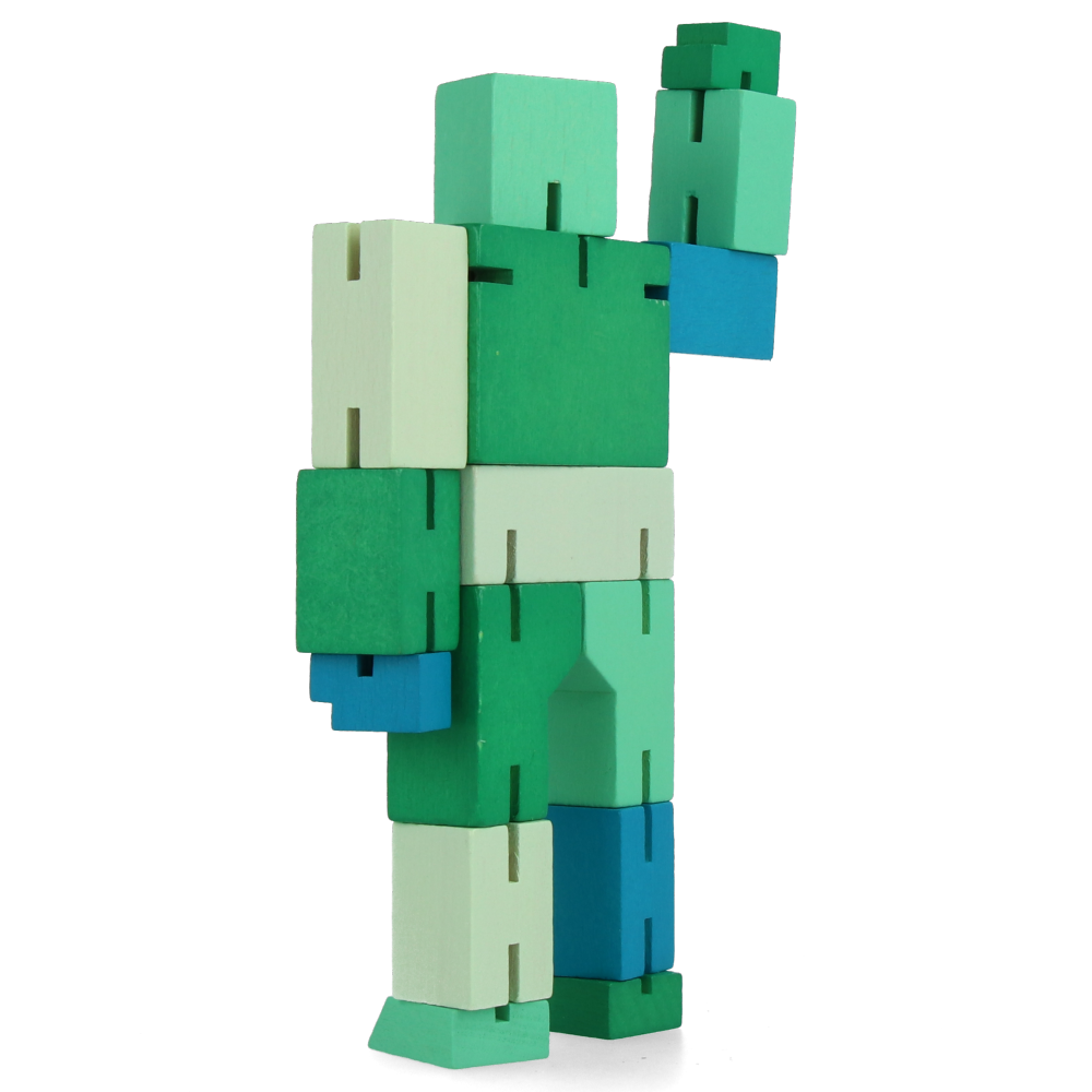 Cubebot Small Green Wooden Robot Toy - Fun & Educational STEM Gift for Kids | Perfect for Playtime, Learning & Home Decor