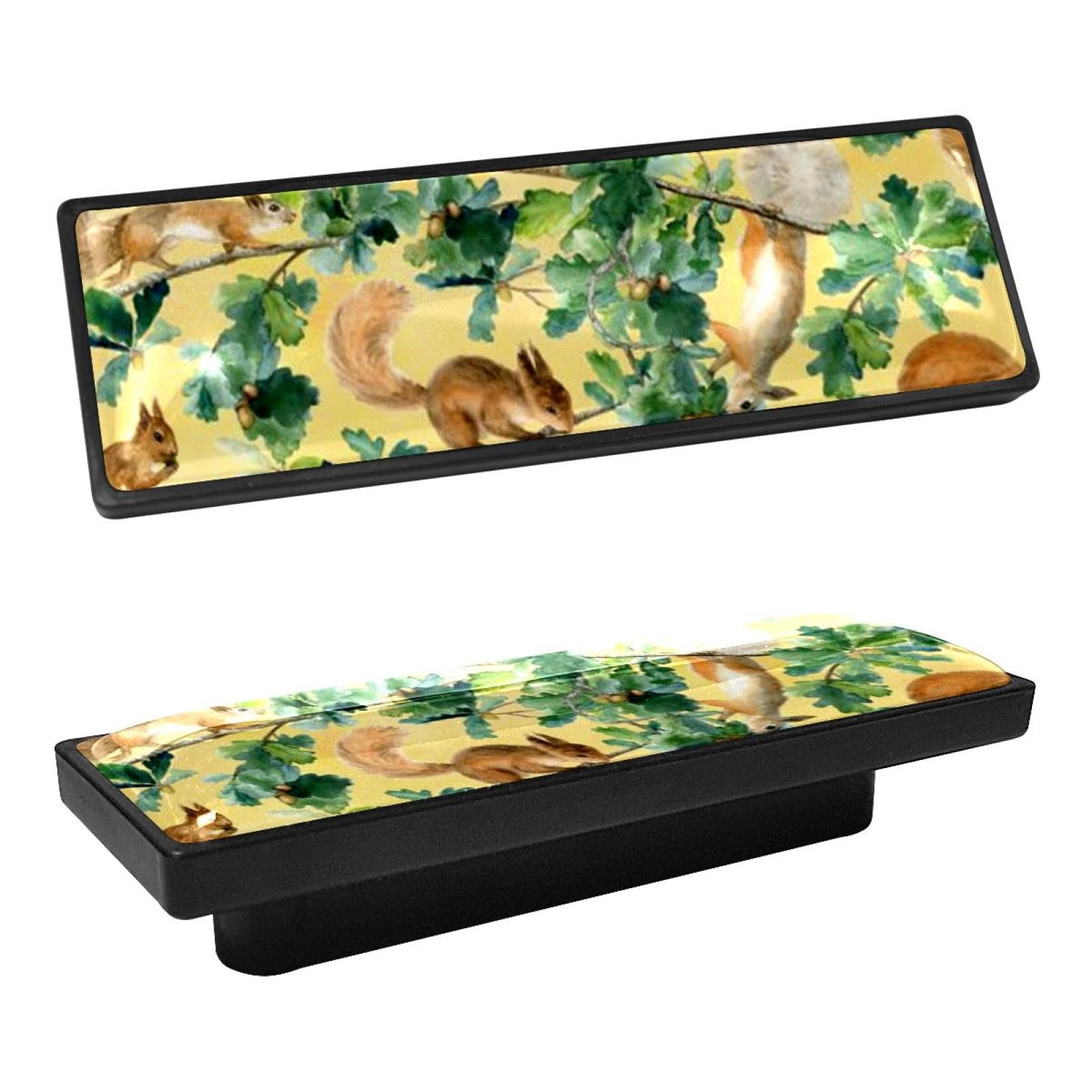 4Pcs Rectangle Cabinet Handles - Modern Kitchen Drawer Pulls & Knobs - Animal Tree Design - Perfect for Cabinets, Dressers, and Furniture Upgrades - Durable & Stylish Hardware for Home Renovation