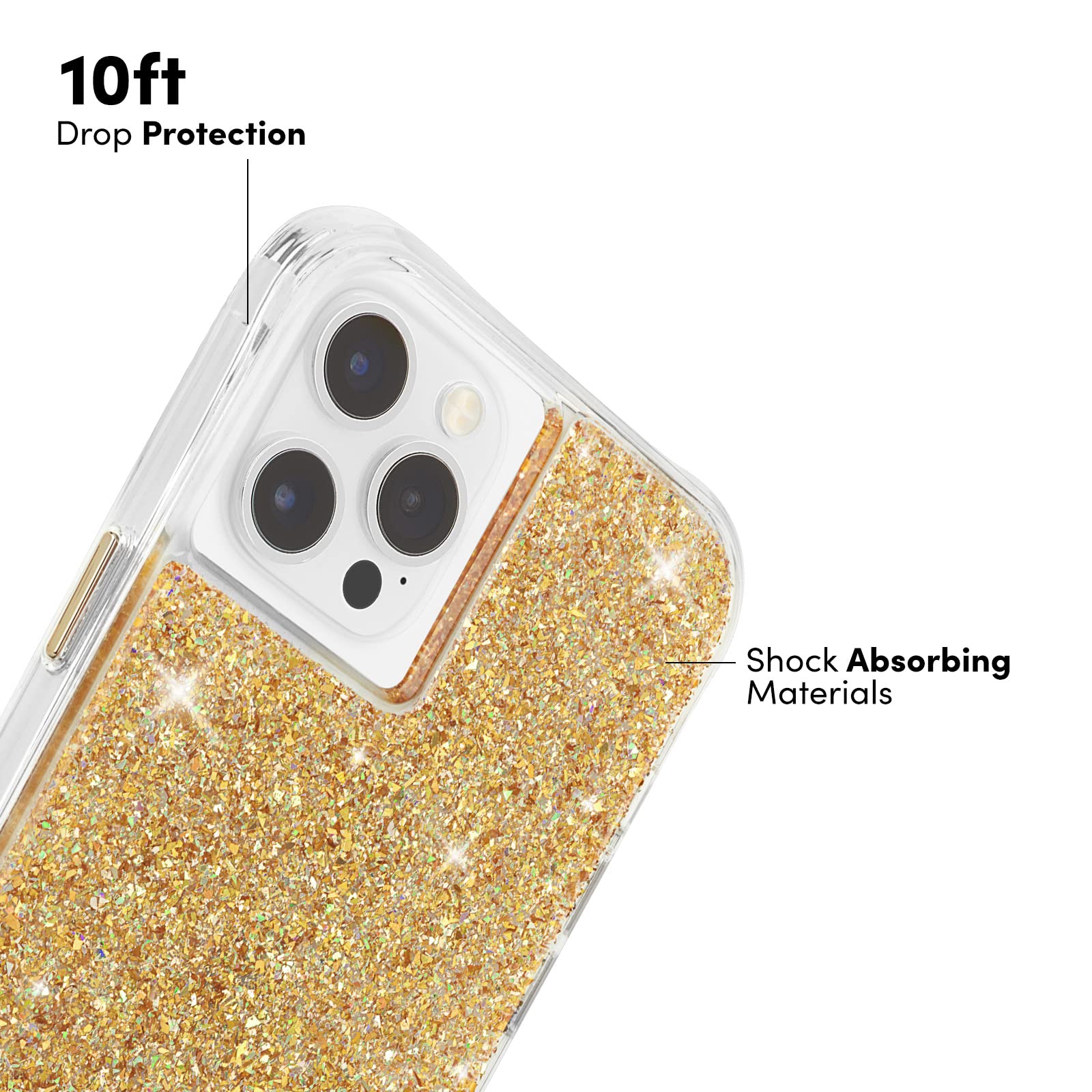 Case-Mate TWINKLE iPhone 12 Pro Max (5G) Case - 10ft Drop Protection, 6.7 Inch Shockproof Phone Cover in Gold | Perfect for Everyday Use, Travel & Outdoor Activities