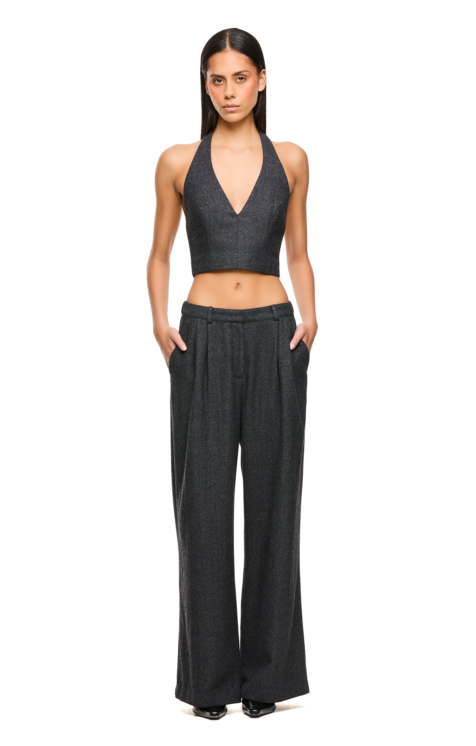 Boston Grey Halter Top for Women | Stylish Summer Crop Tops | Perfect for Beach, Party & Casual Outfits