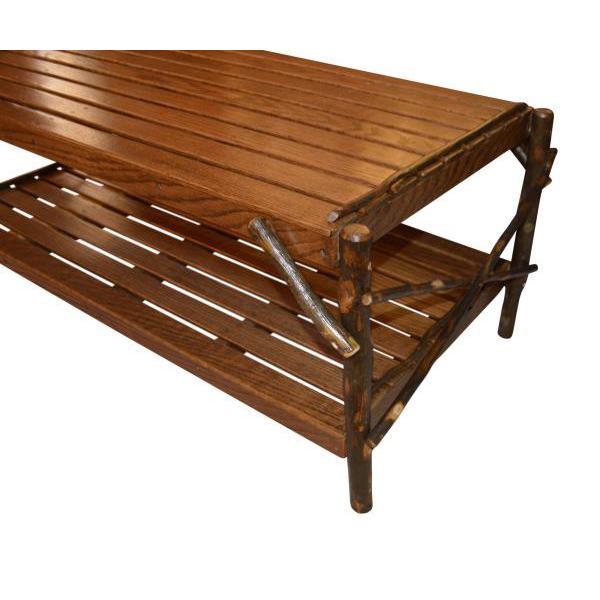Solid Hickory Wood Coffee Table with Storage Shelf - Rustic Farmhouse Living Room Furniture for Home Decor & Entertainment Areas
