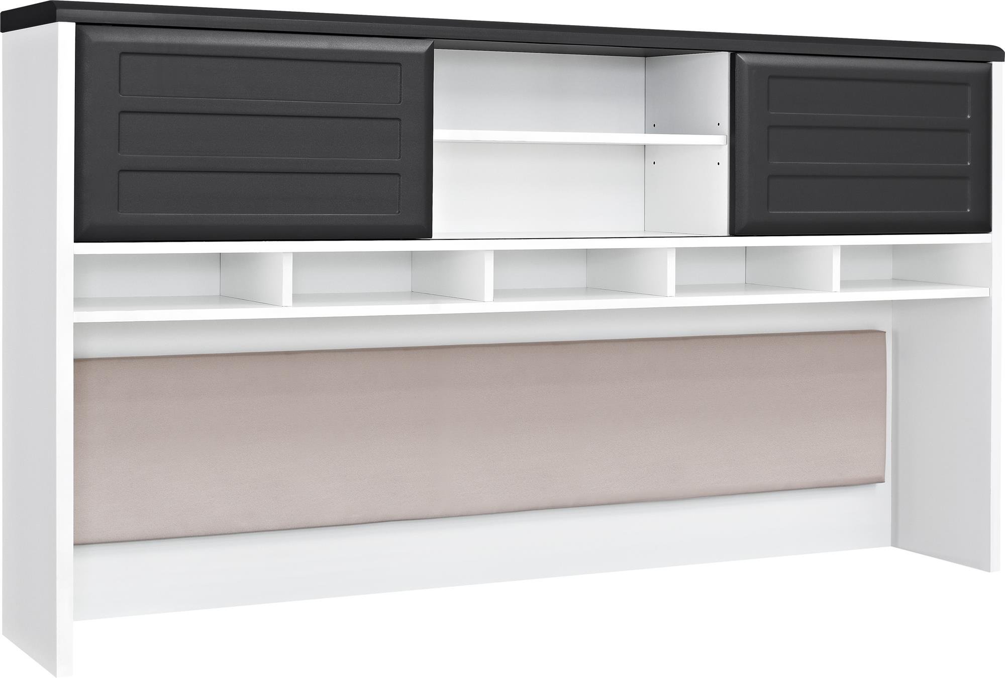 Ameriwood Home Pursuit Hutch Desk with Storage, Gray - Perfect for Home Office, Study Room & Small Spaces Organization