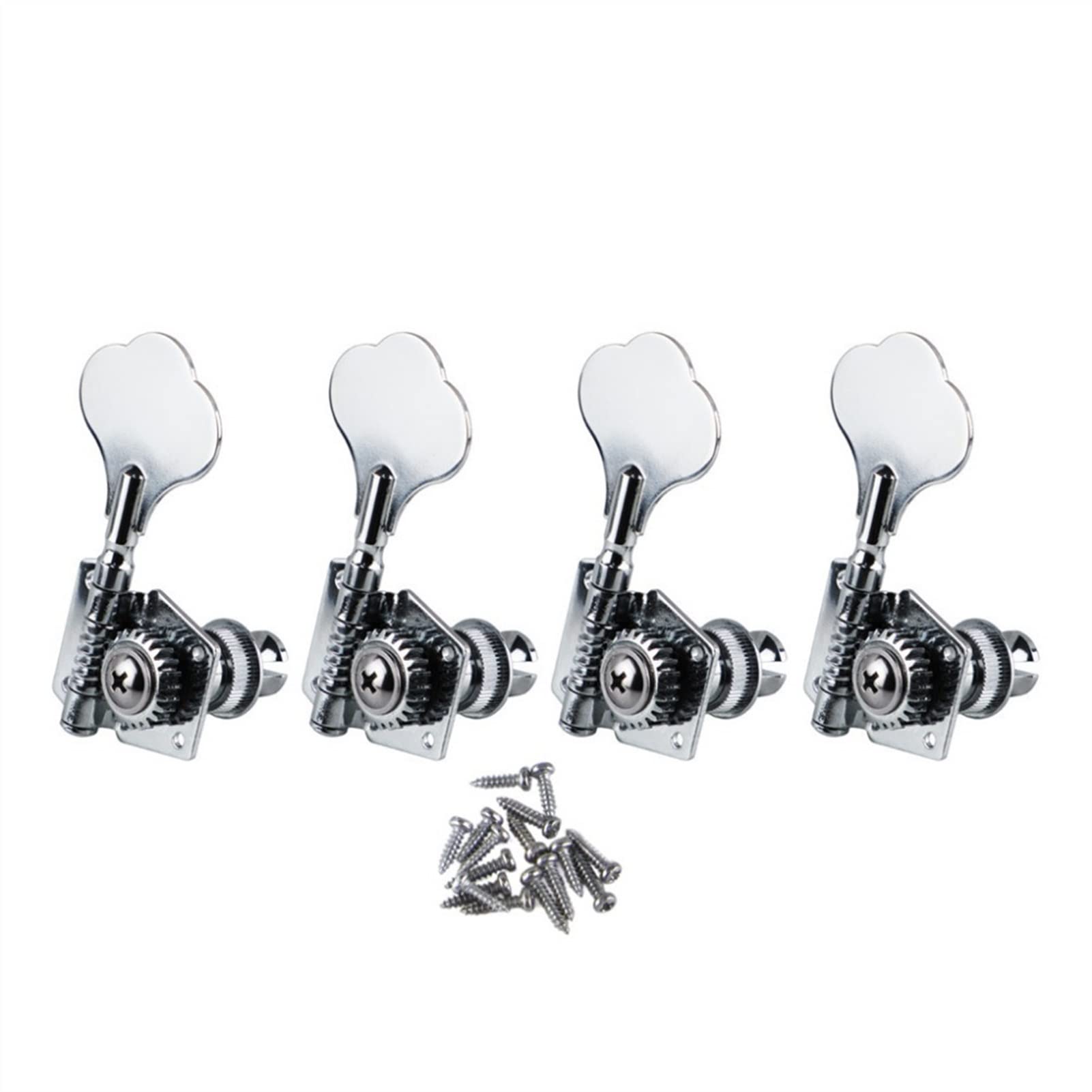 Vintage Open Bass Guitar Tuning Pegs 4pcs - Chrome Machine Heads Tuners for Right-Handed 4 String Bass | Perfect for DIY Bass Guitar Repair & Replacement Parts