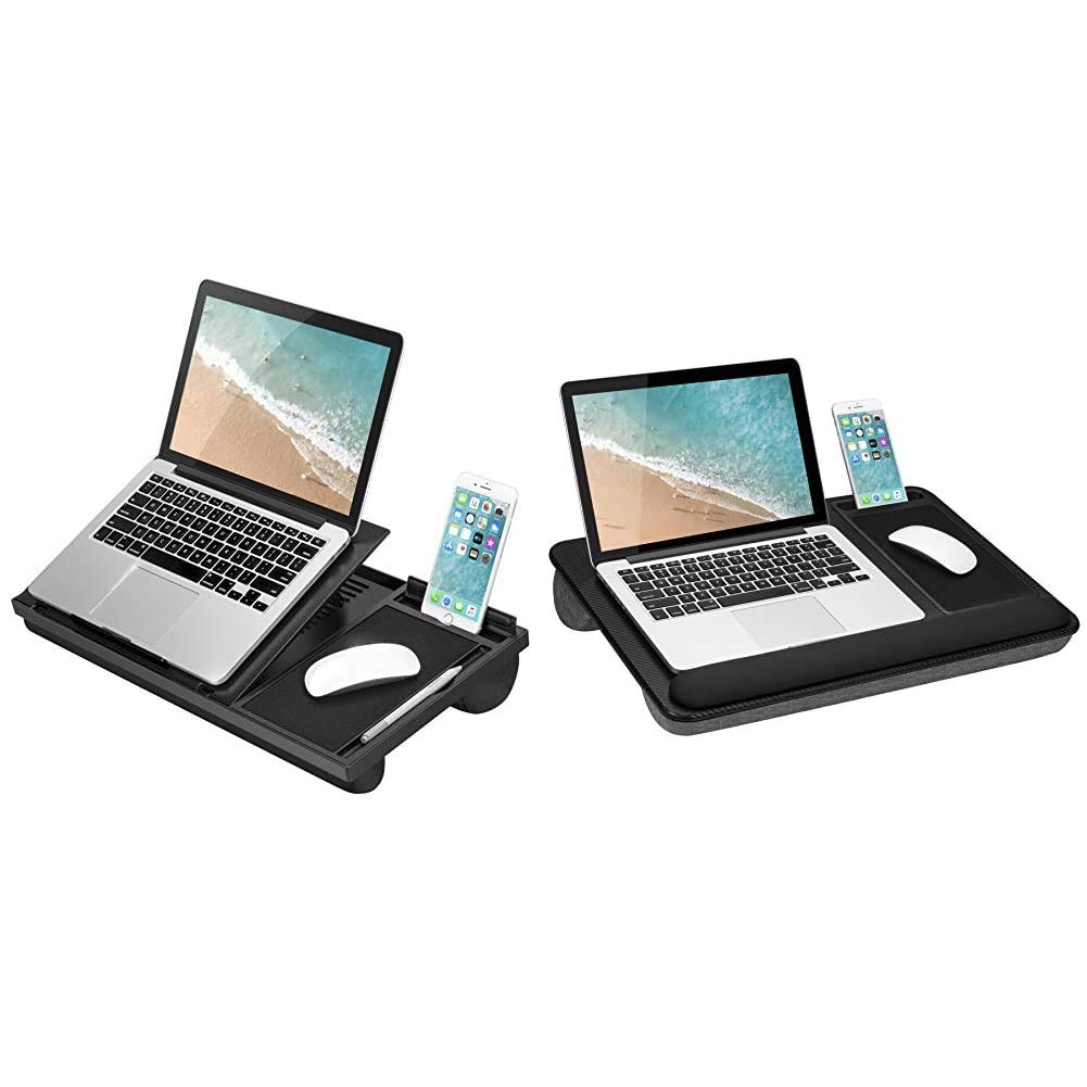 LAPGEAR Ergo Pro Adjustable Angle Lap Desk & Home Office Pro Lap Desk with Mouse Pad & Phone Holder - Perfect for Remote Work, Gaming & Studying on Couch or Bed