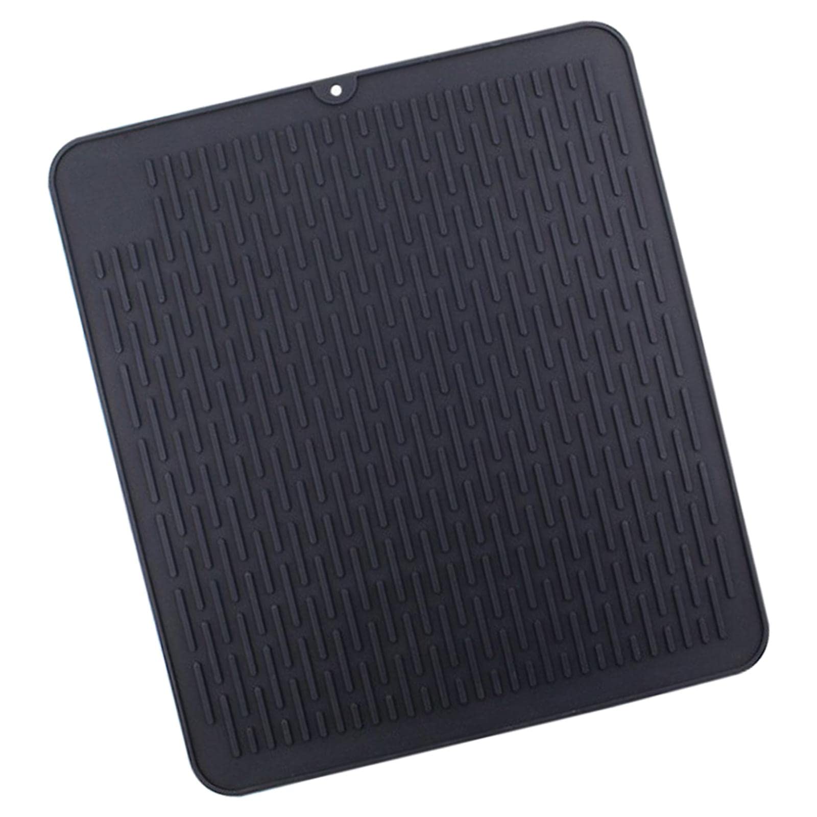 Heat Resistant Silicone Dish Drying Mat - 45x40cm Waterproof Kitchen Drain Pad & Pot Holder - Perfect for Countertop Protection, Drying Dishes, and Hot Cookware Handling (Black)