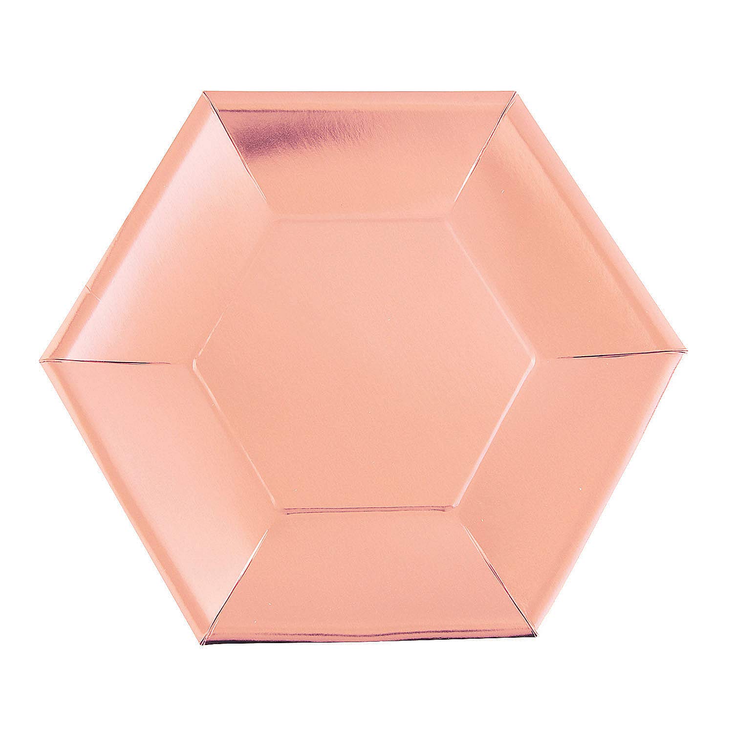 Metallic Rose Gold Hexagon Disposable Paper Plates - 24 Pack Elegant Dinner & Dessert Plates for Birthday, Wedding, Party Decorations - Perfect for Home Celebrations, Bridal Showers & Disco Theme Events