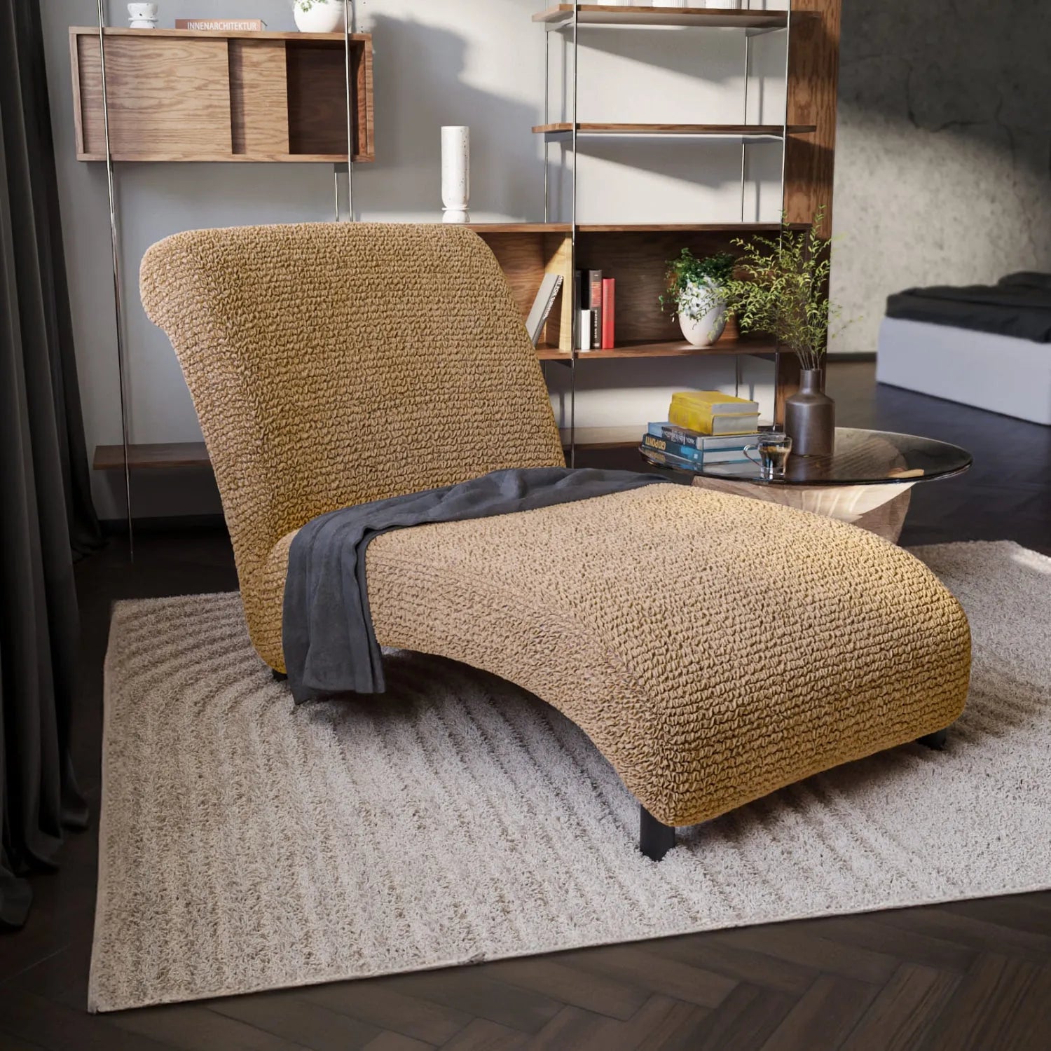 Armless Chaise Lounge Slipcover - Soft Microfiber Stretch Cover with Non-Slip Backing - Perfect for Living Room, Bedroom or Nursery Furniture Protection